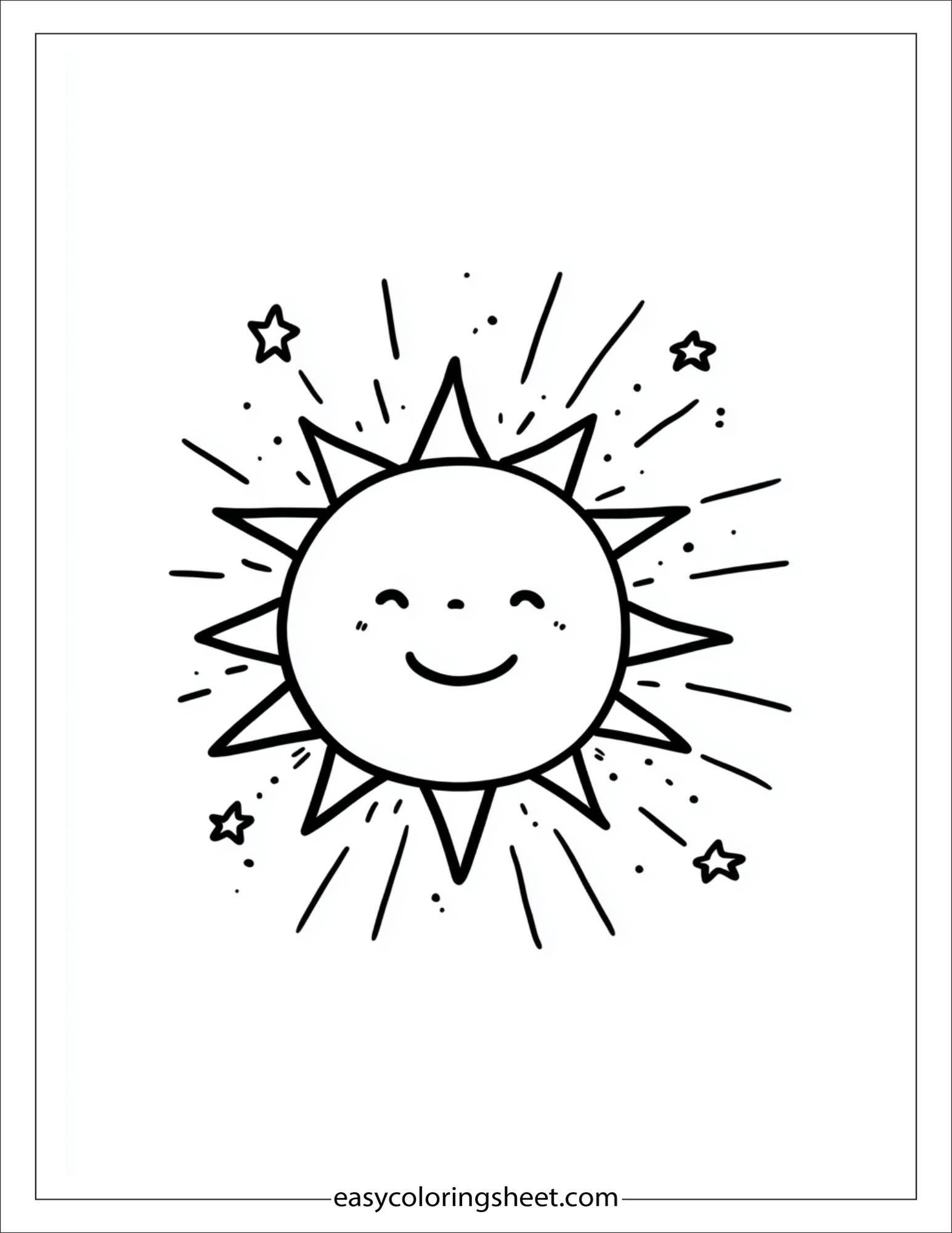 happy sun sending stars