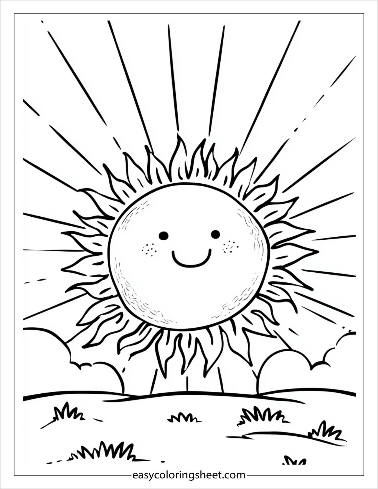 happy sun stretching rays