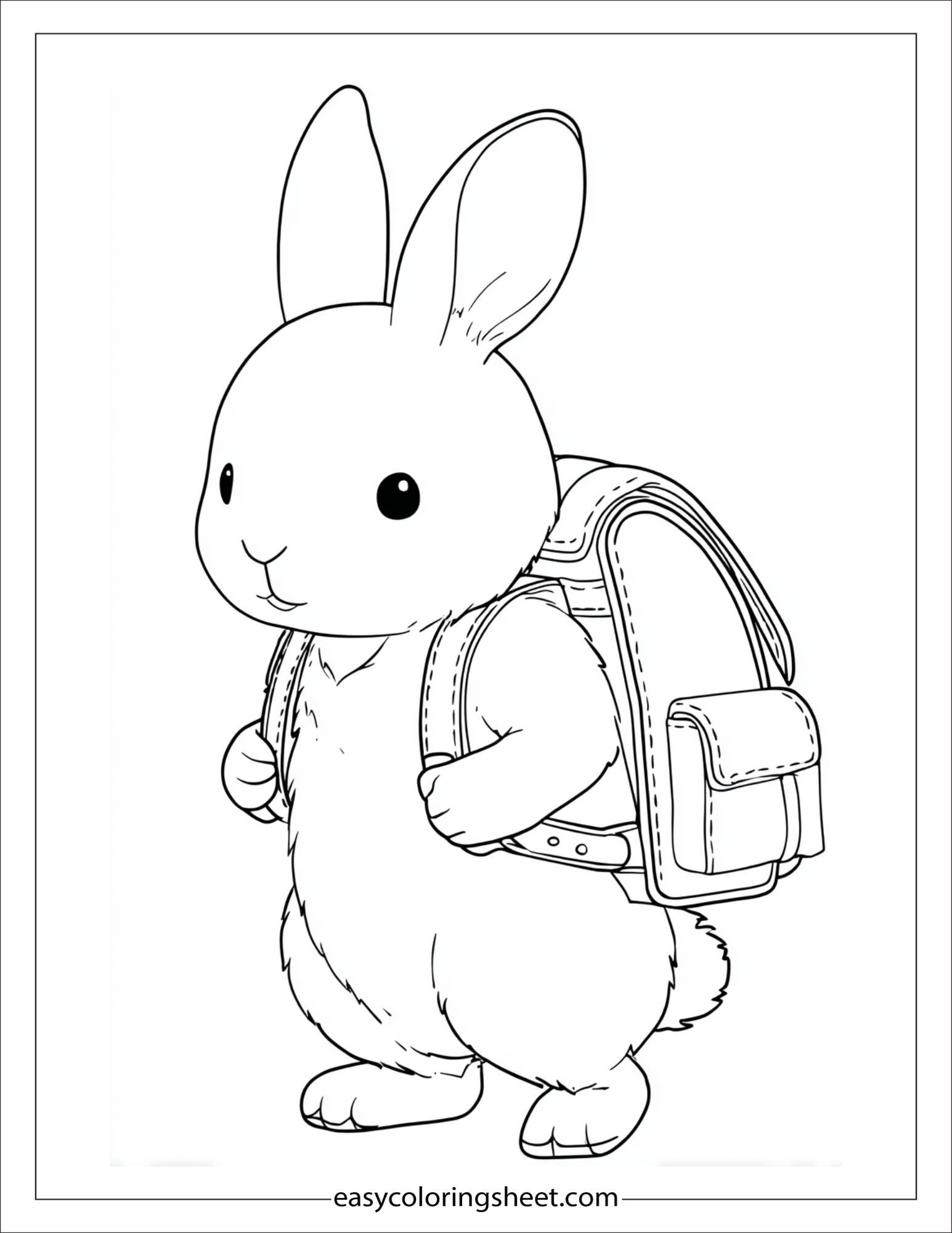 intelligent rabbit carrying a backpack