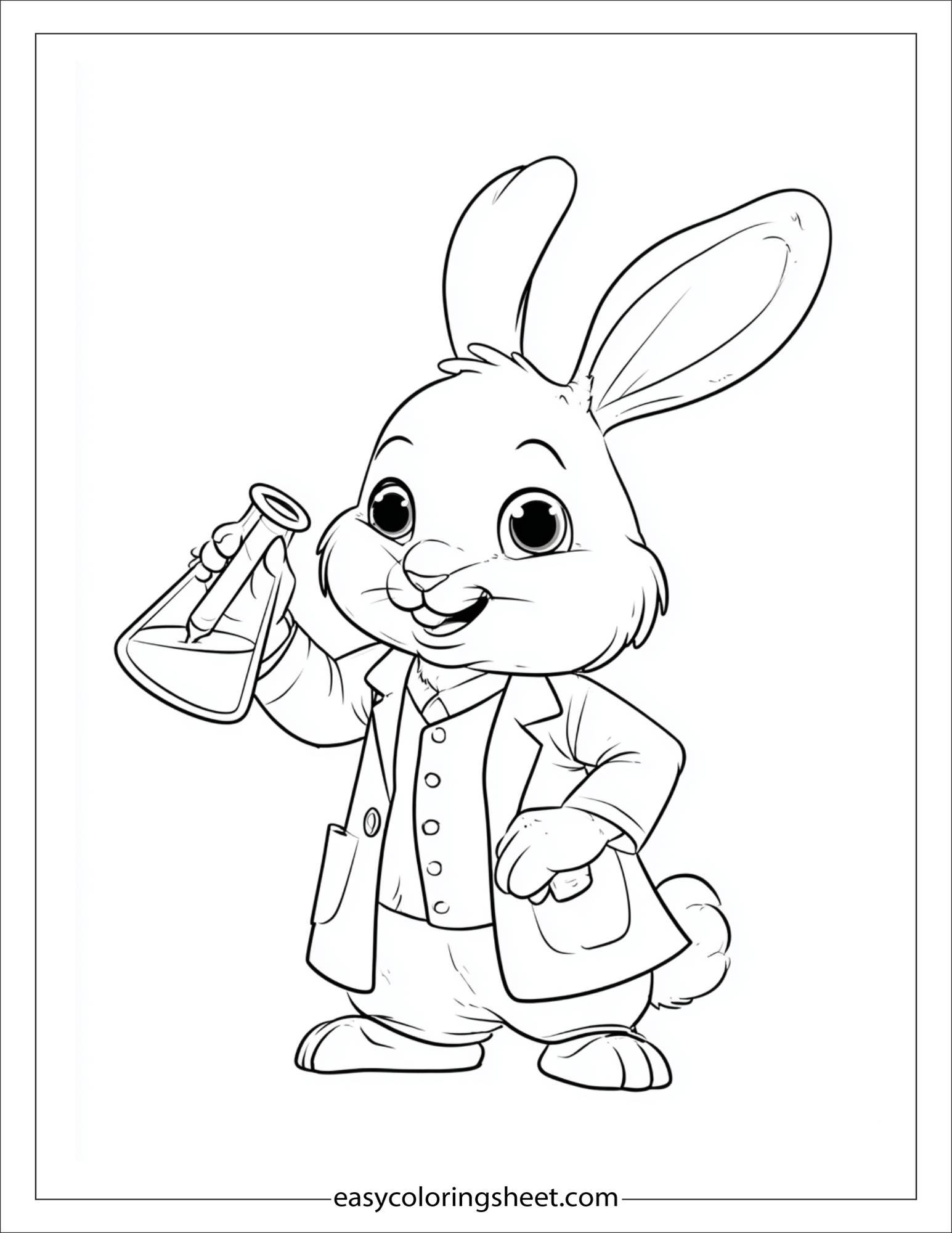 intelligent rabbit doing science experiment