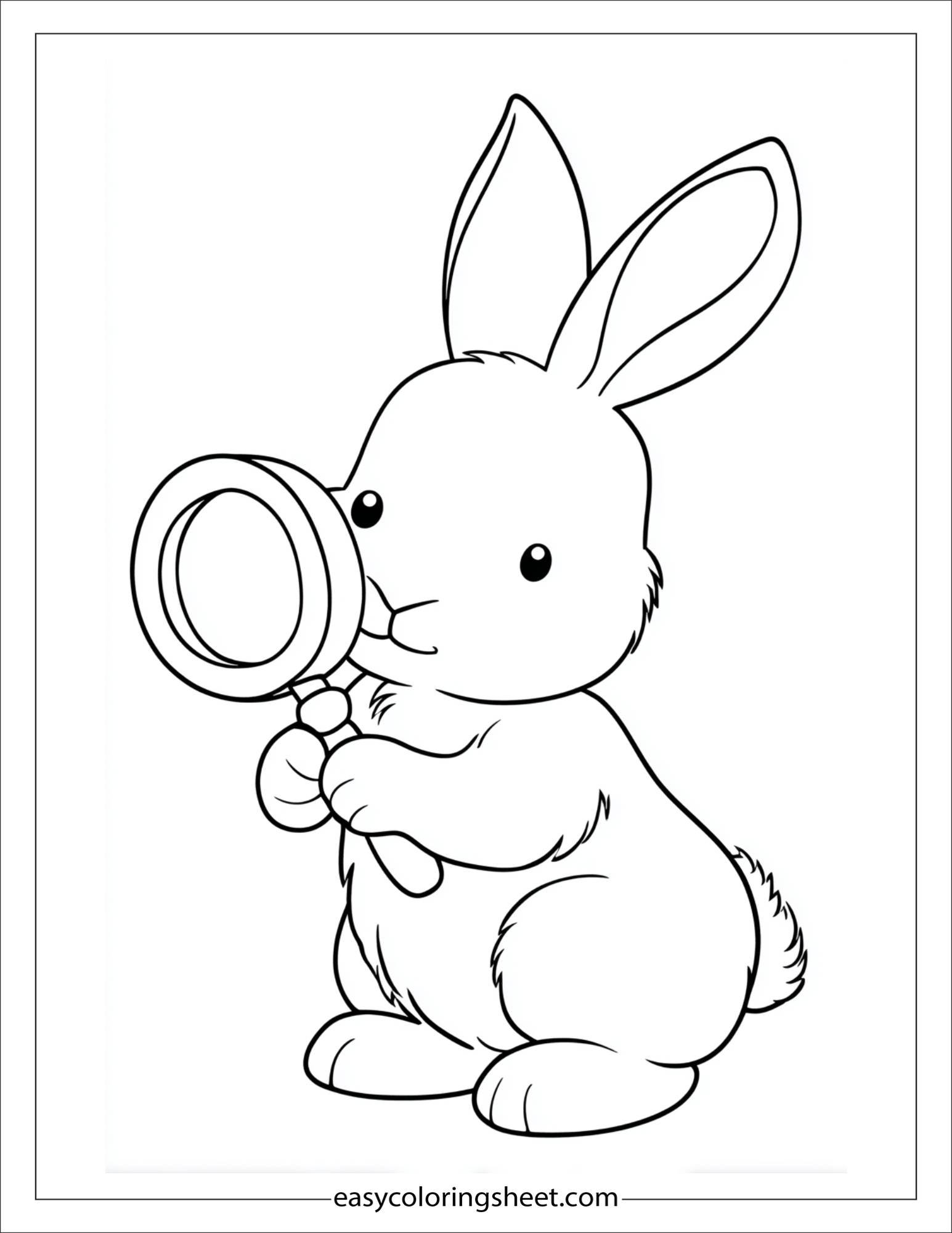 intelligent rabbit holding a magnifying glass