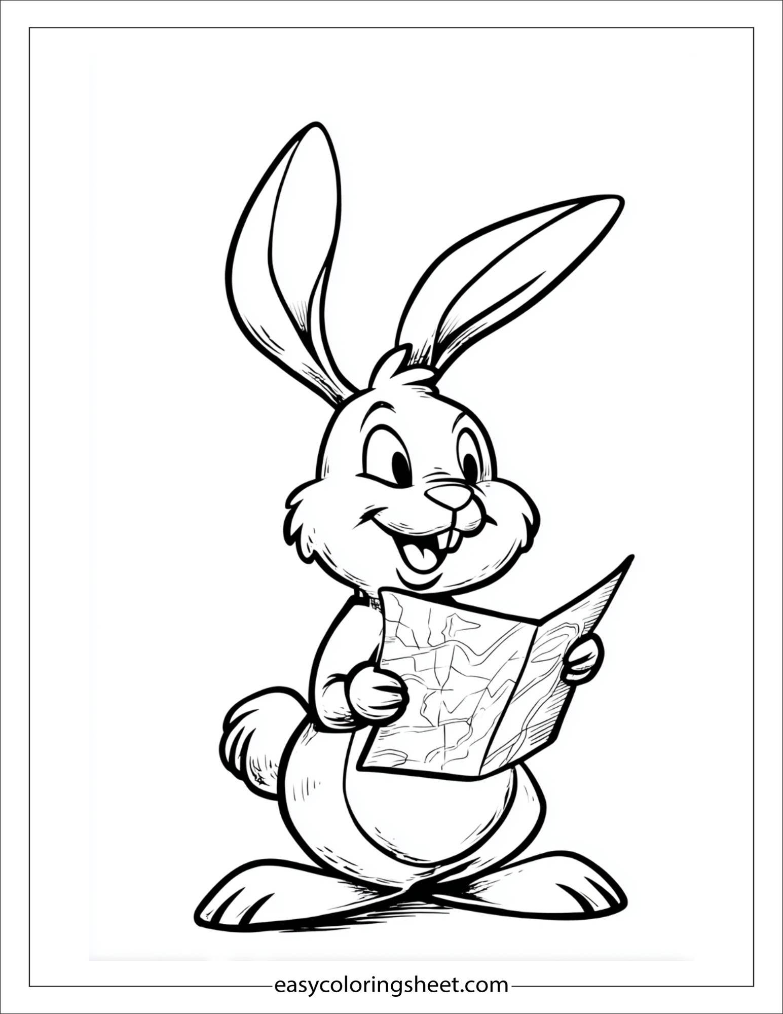 intelligent rabbit looking at a map