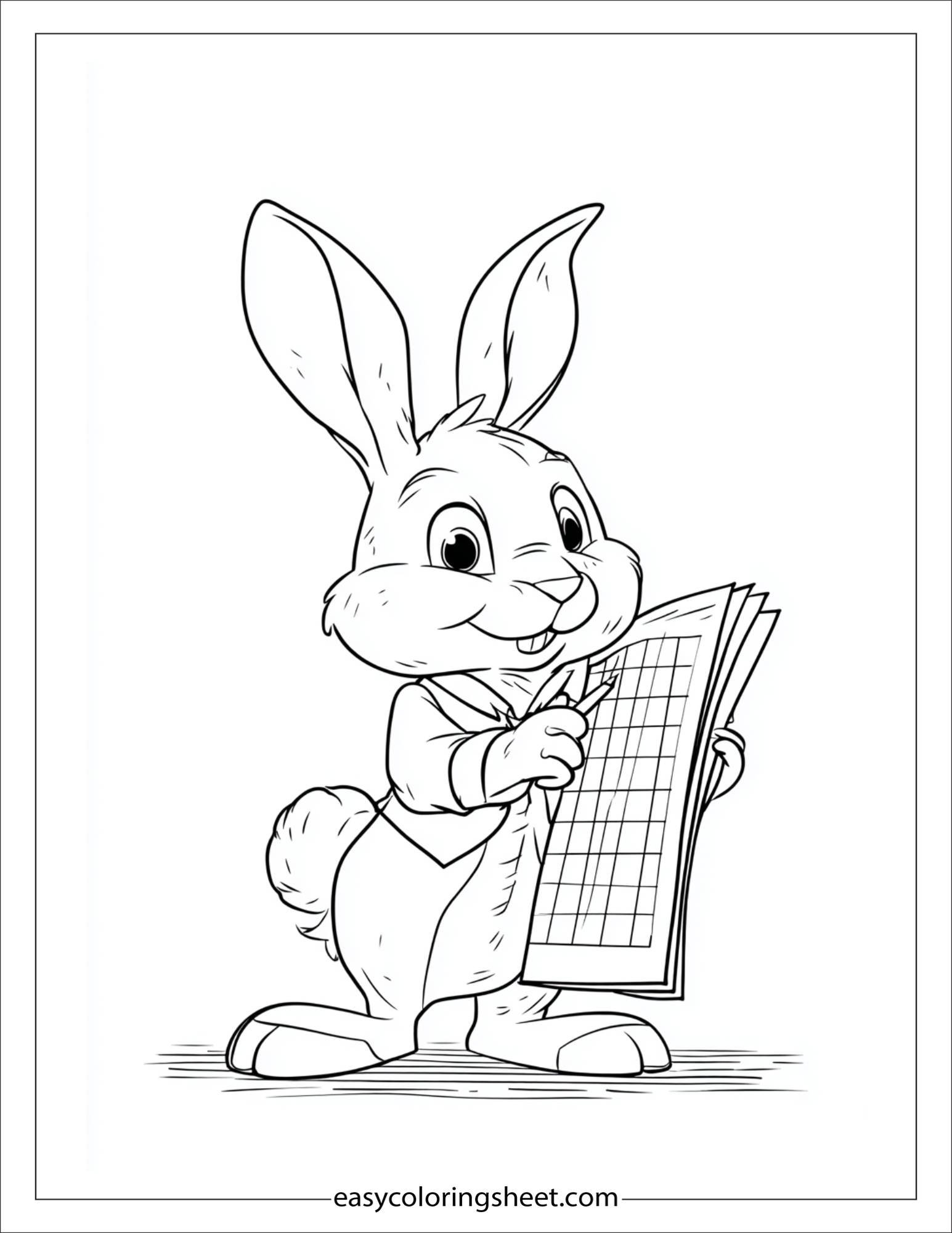 intelligent rabbit marking a chart