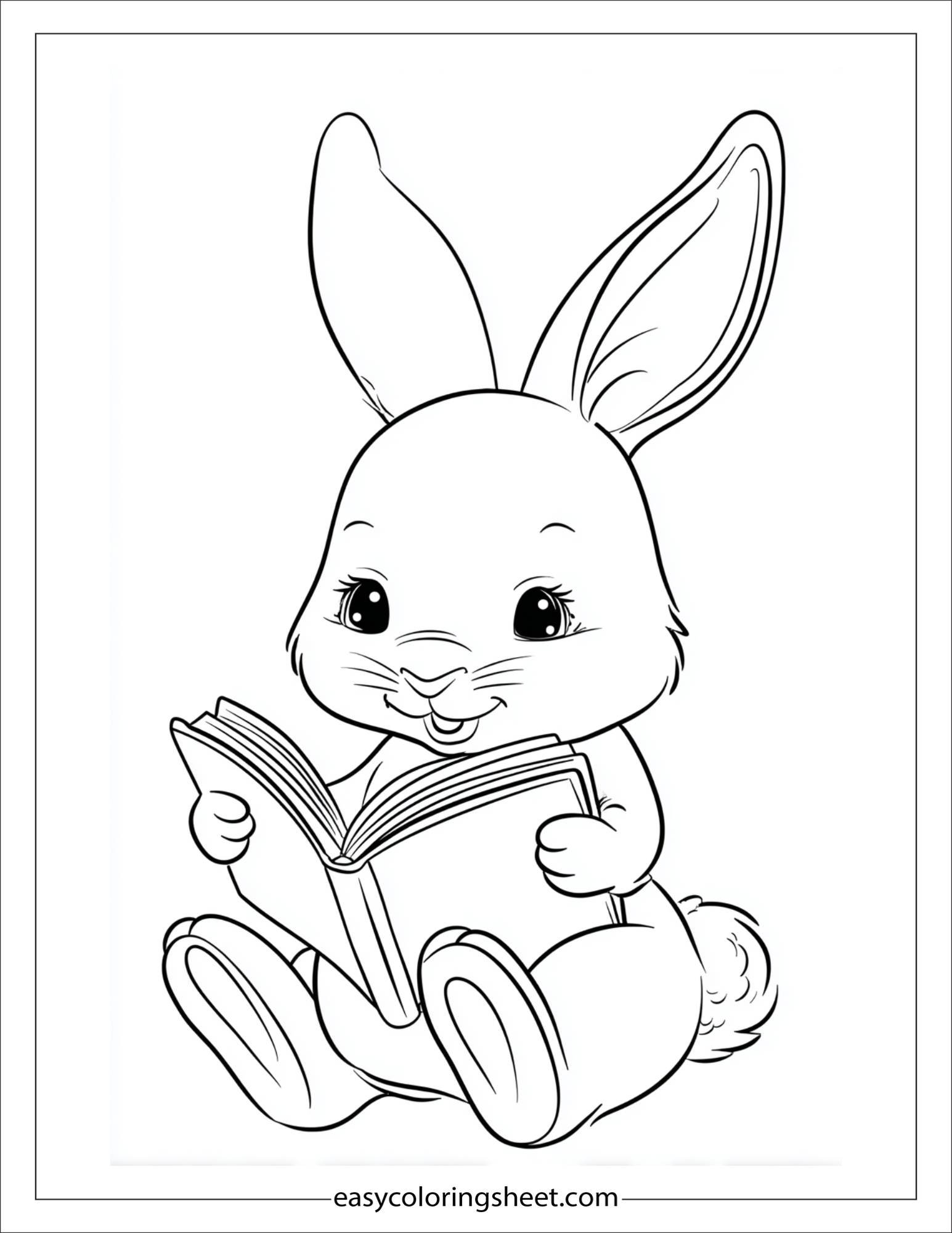 intelligent rabbit reading a book