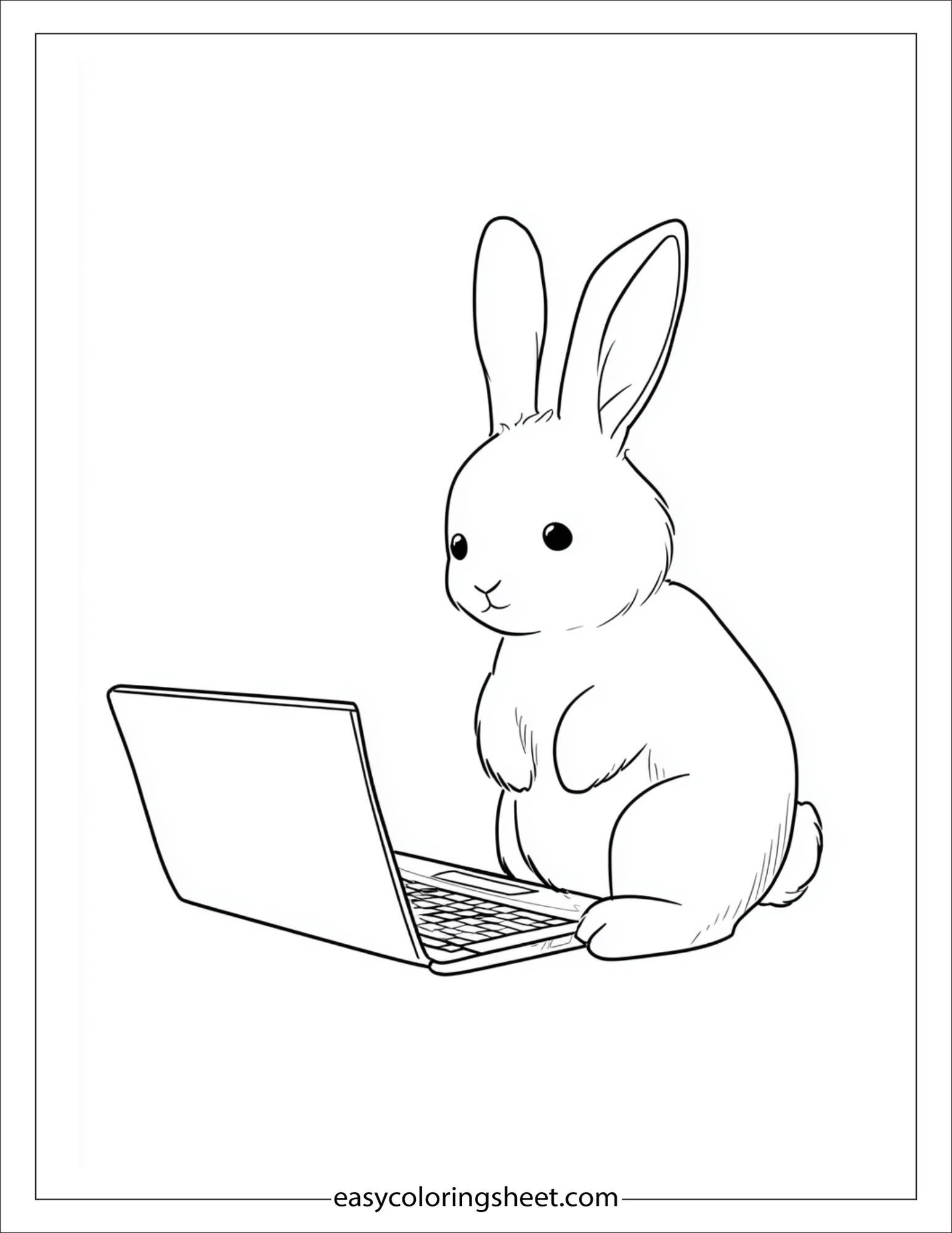 intelligent rabbit using a laptop