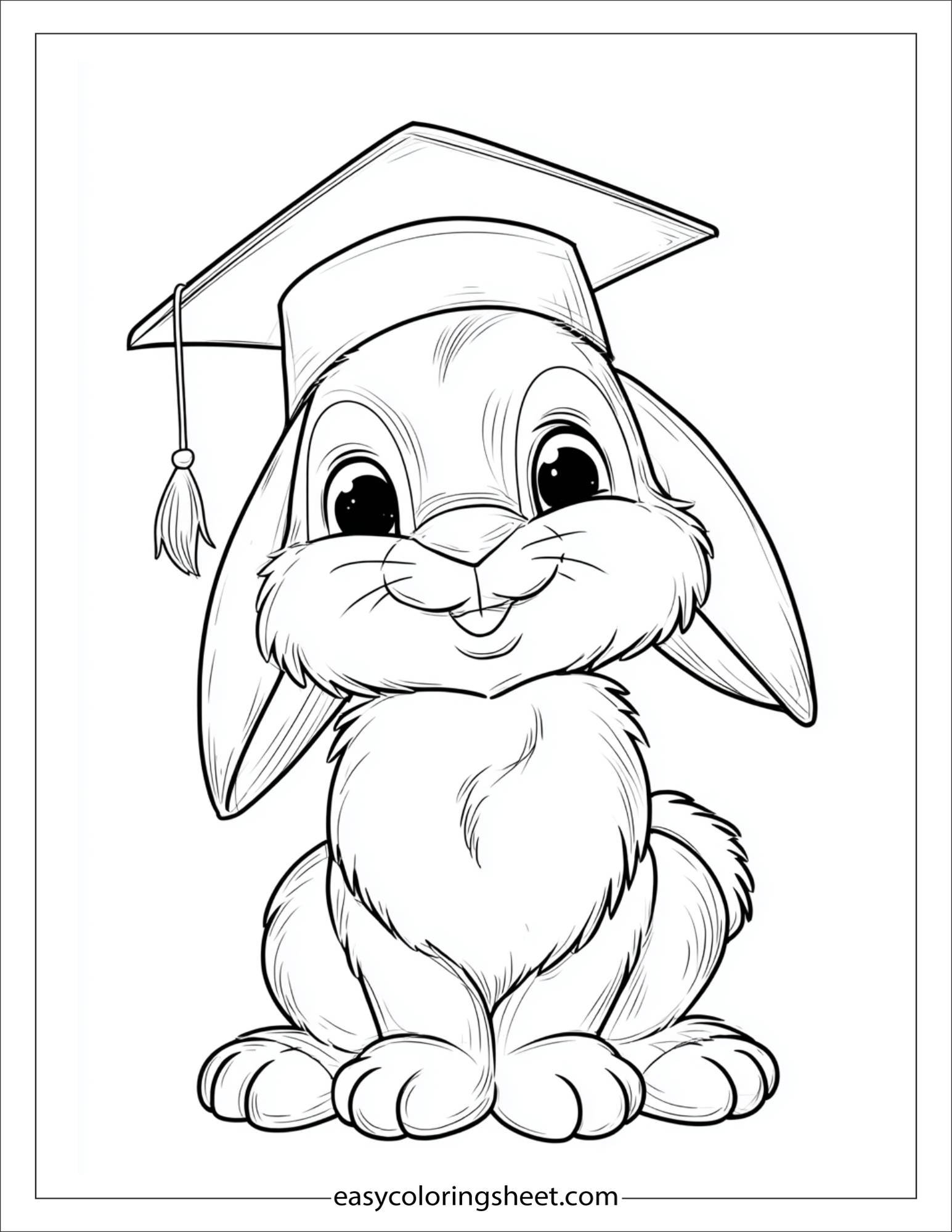 intelligent rabbit wearing graduation cap