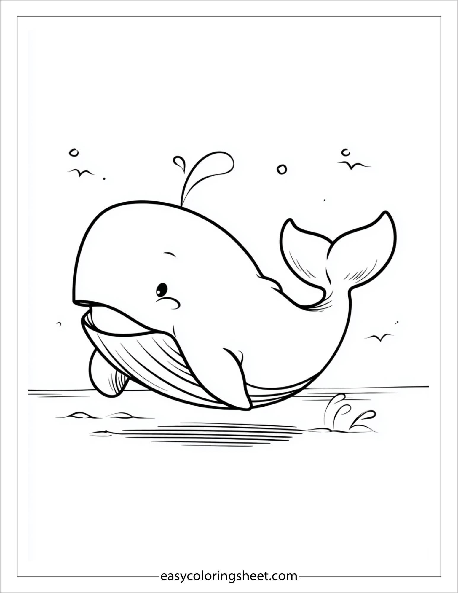 kids coloring sheet of Whale doing somersault