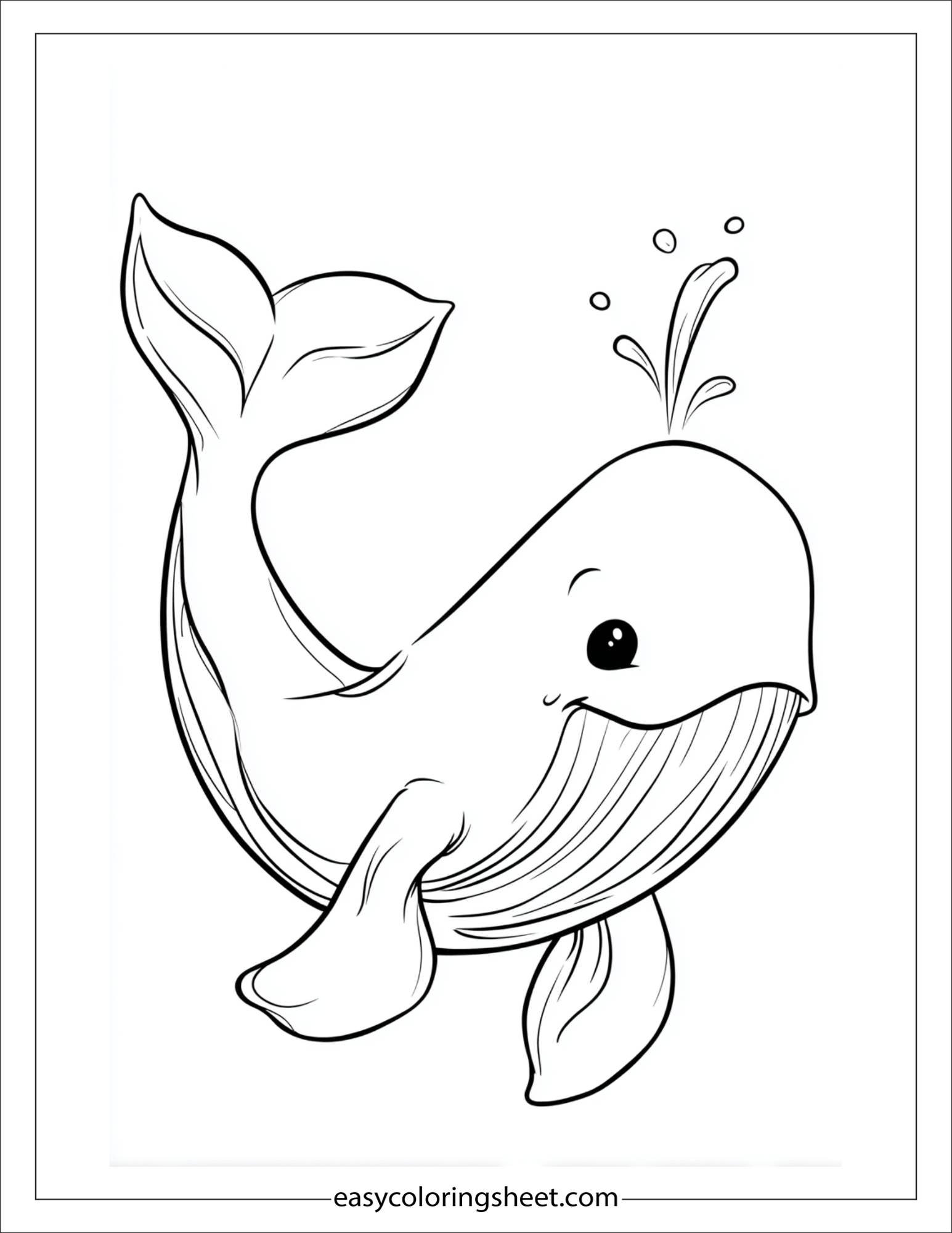 kids coloring sheet of Whale flipping tail playfully