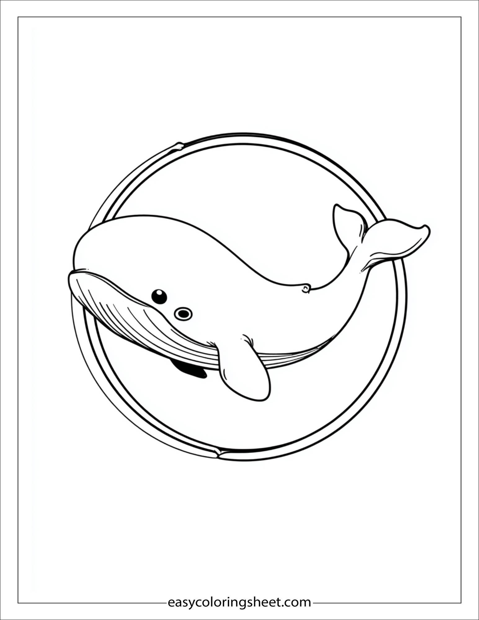 kids coloring sheet of Whale jumping through hoop