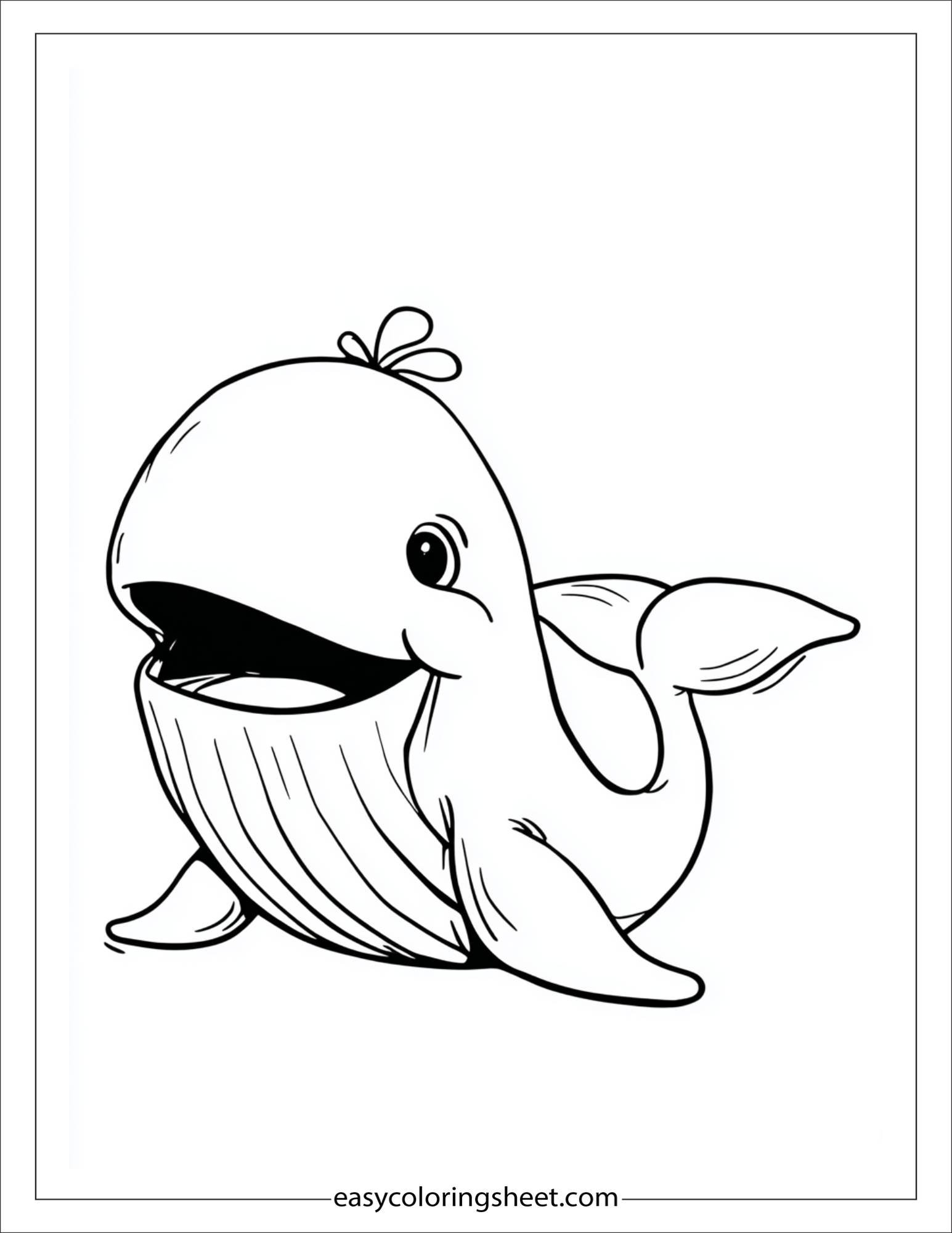 kids coloring sheet of Whale singing with open mouth