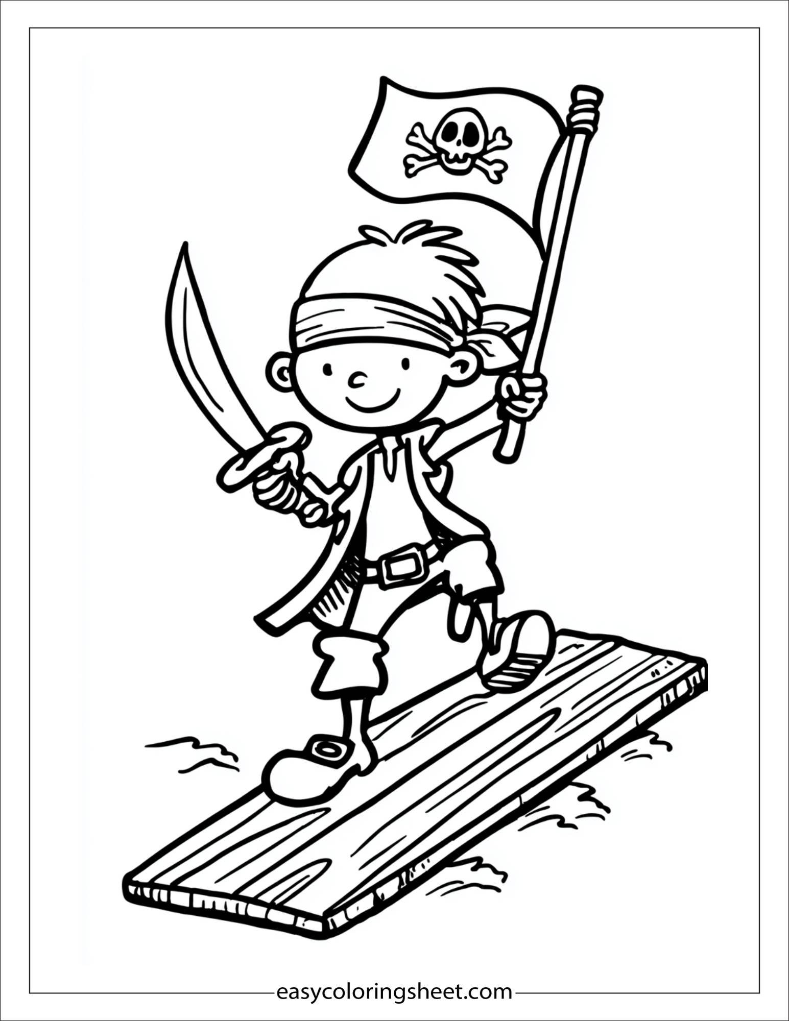 pirate balancing on a plank