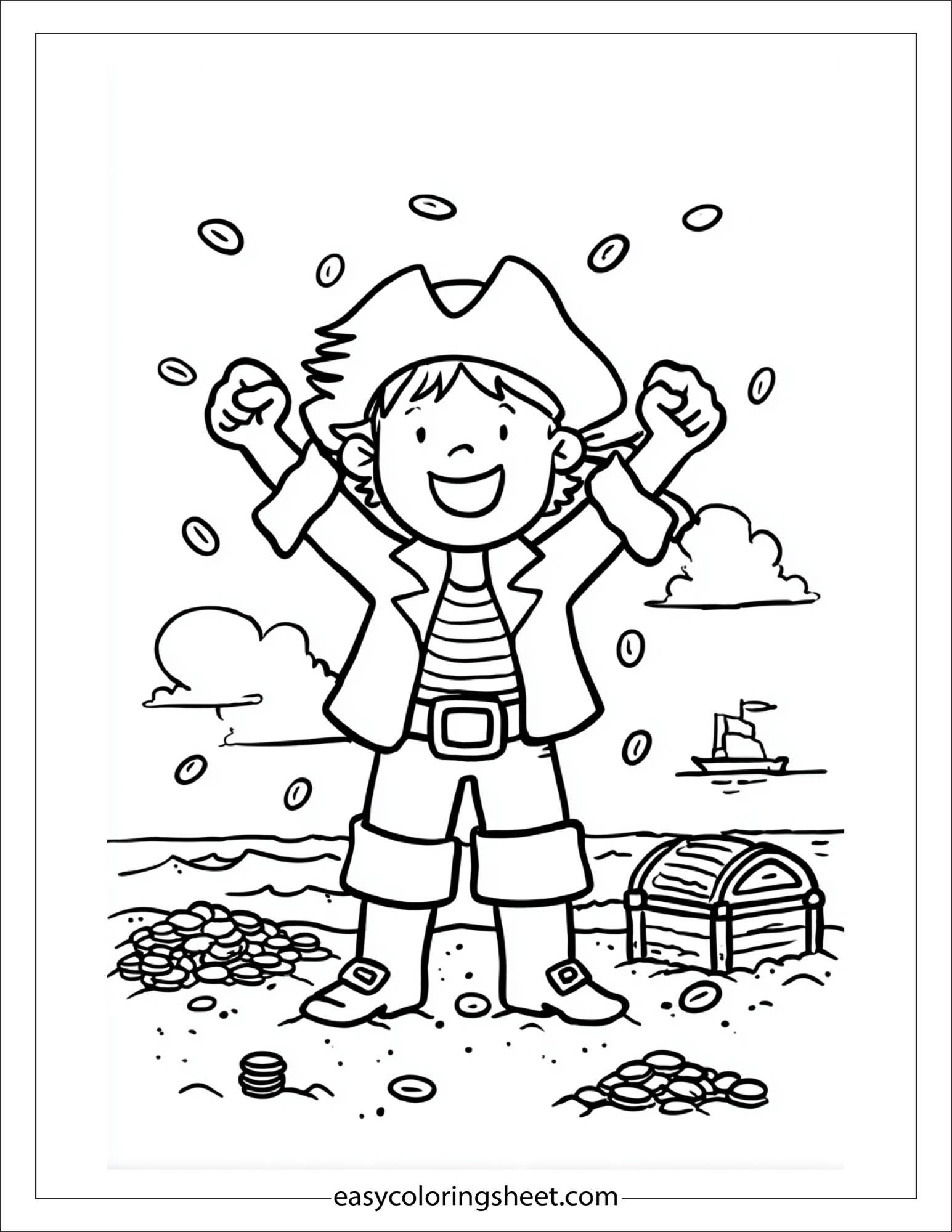 pirate cheering with gold