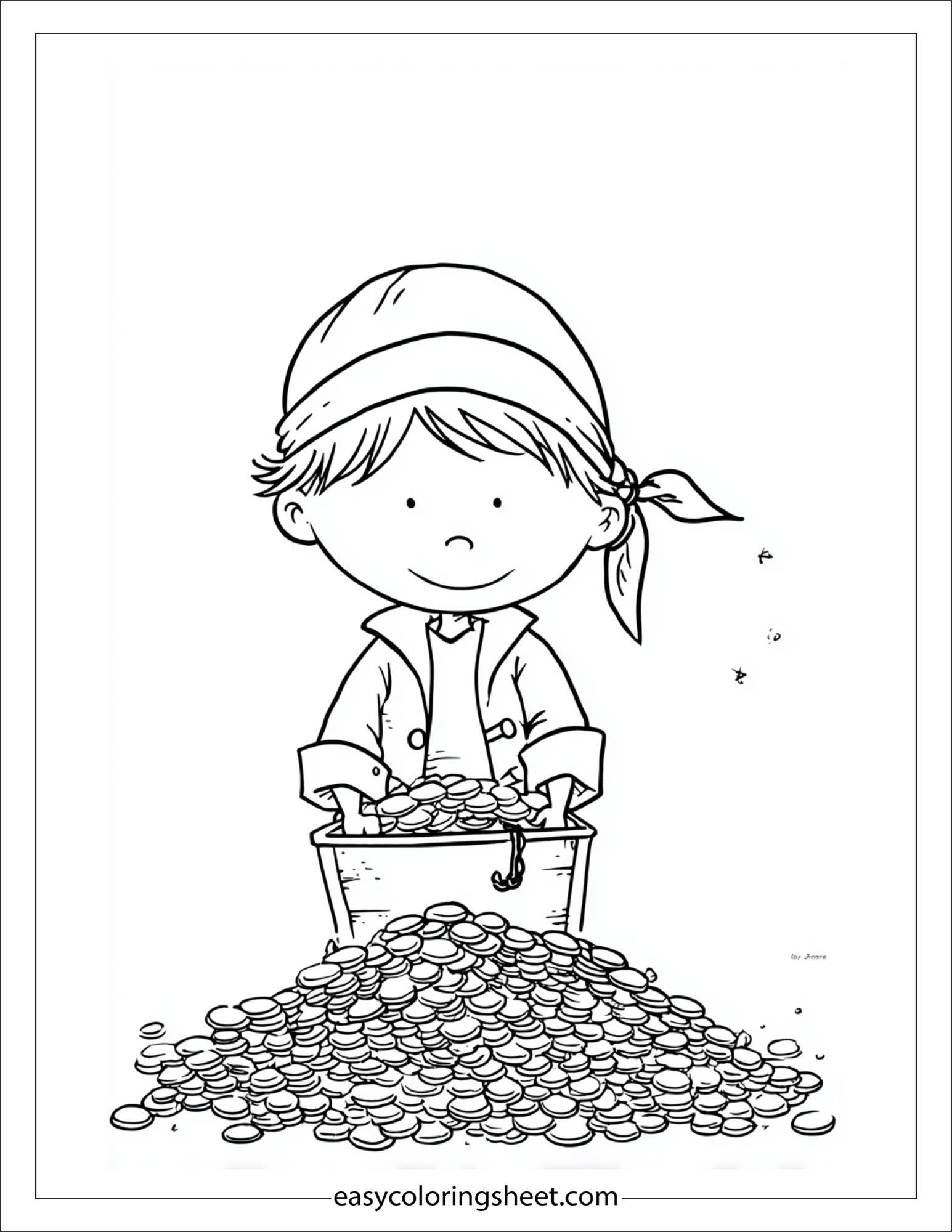 pirate counting gold coins