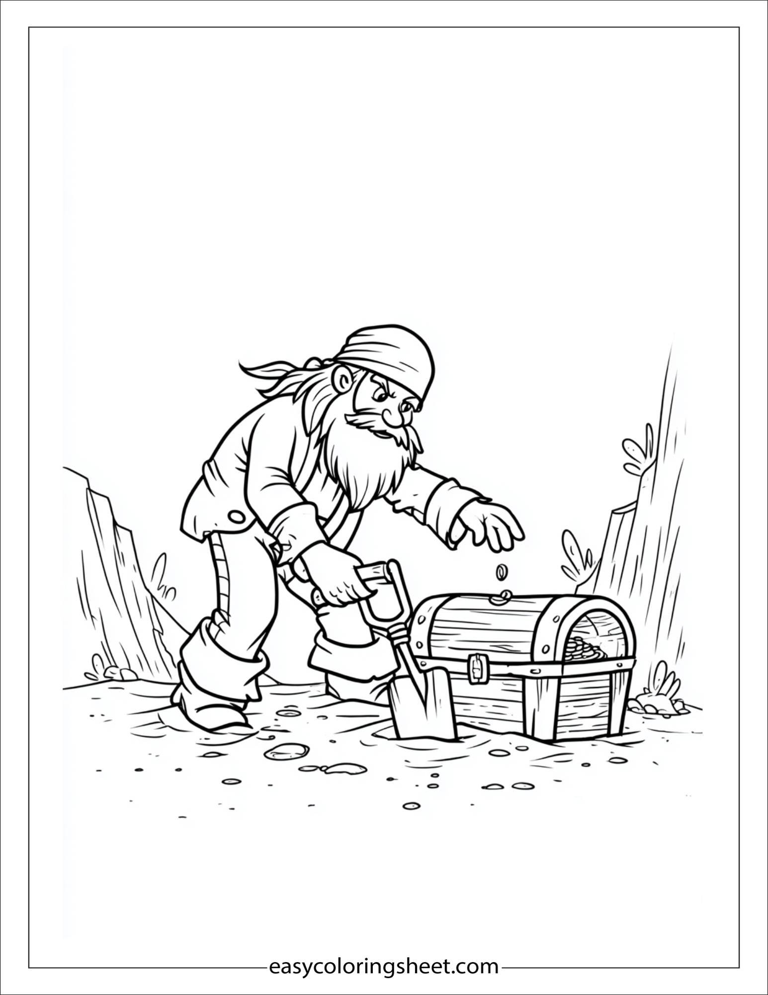 pirate digging for treasure