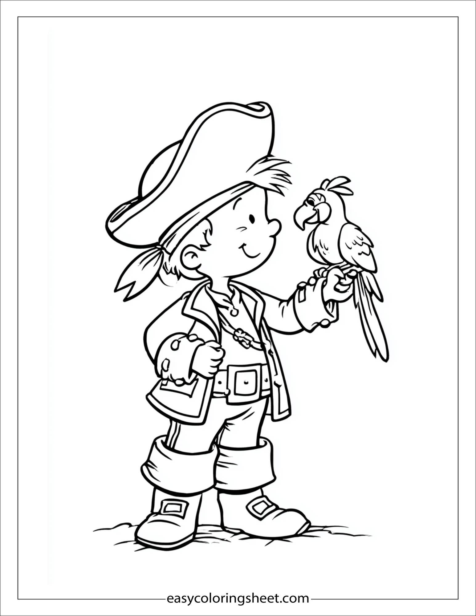 pirate feeding a parrot