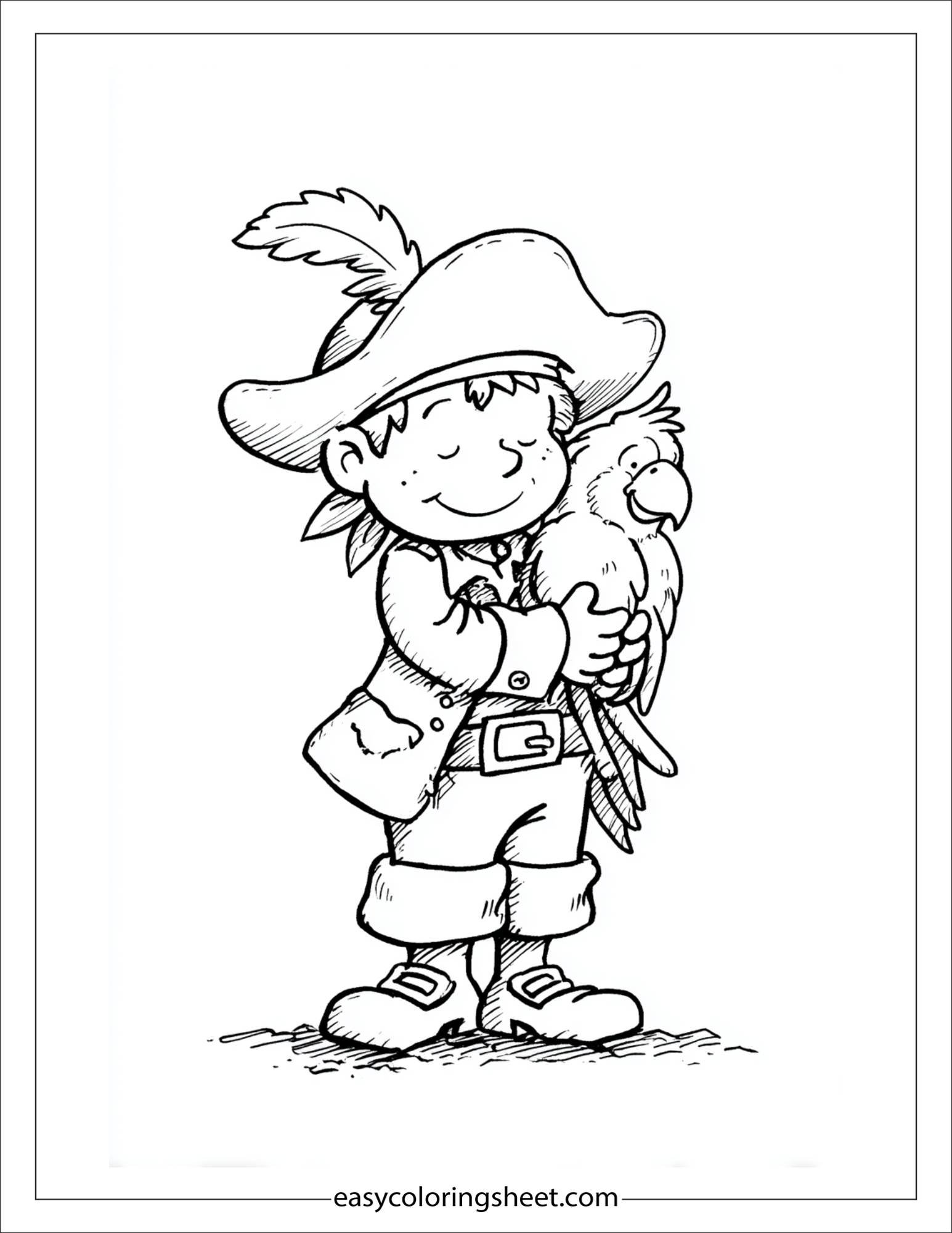 pirate hugging a parrot