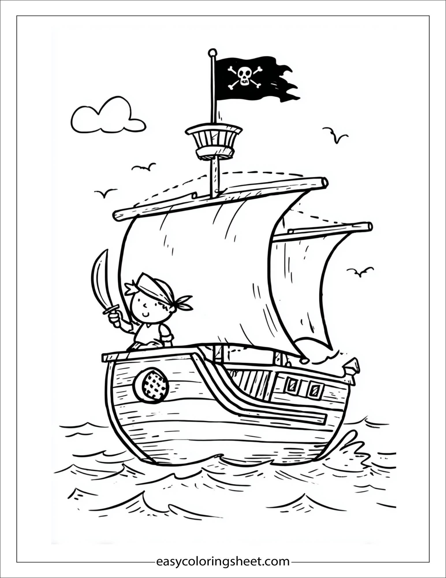 pirate raising a flag