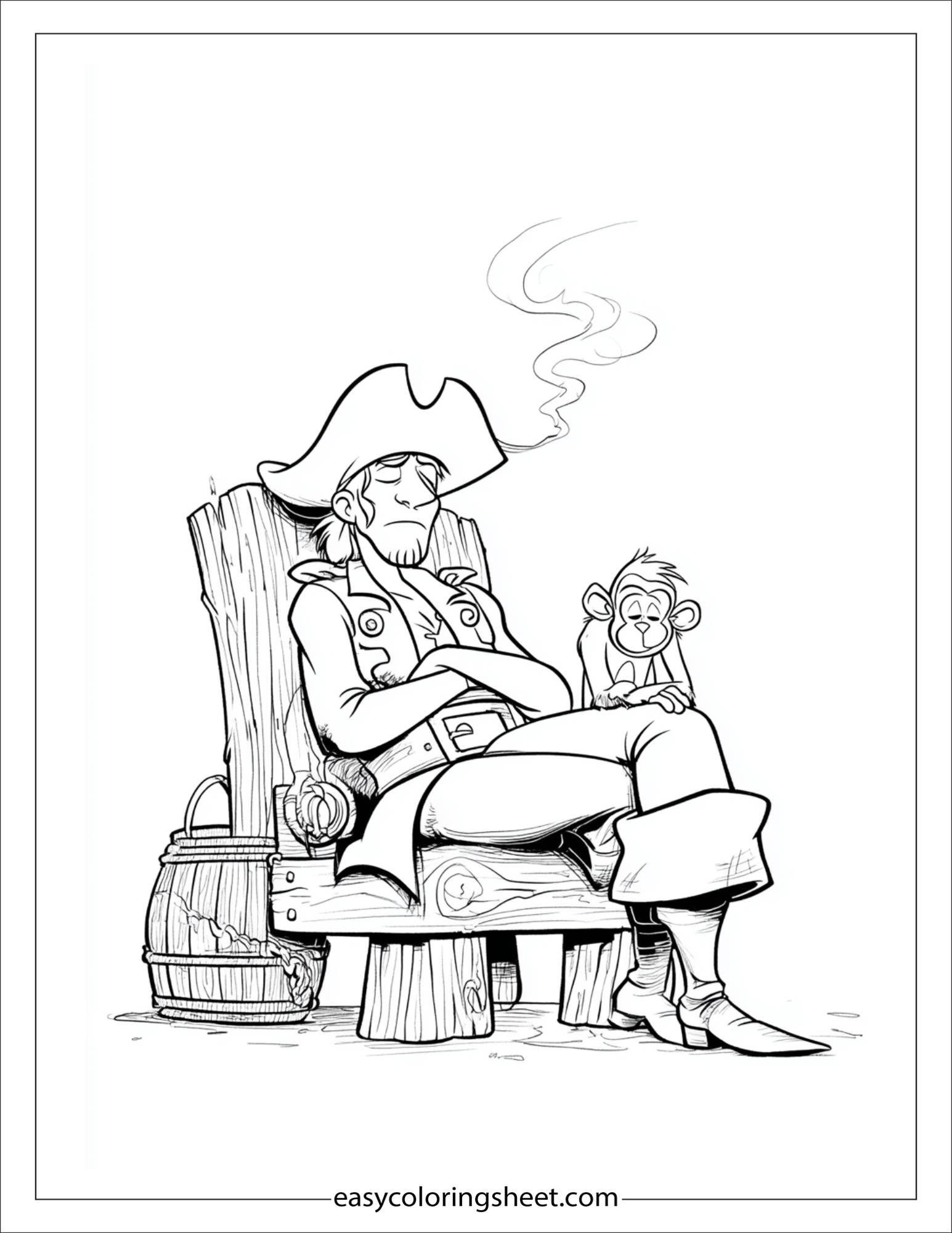 pirate resting with a monkey