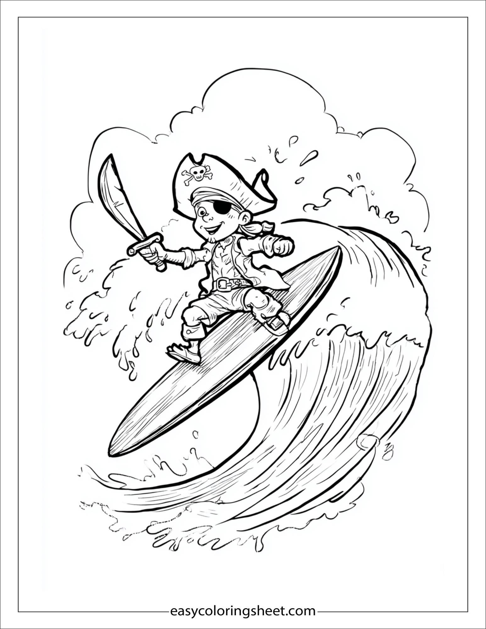 pirate riding a wave