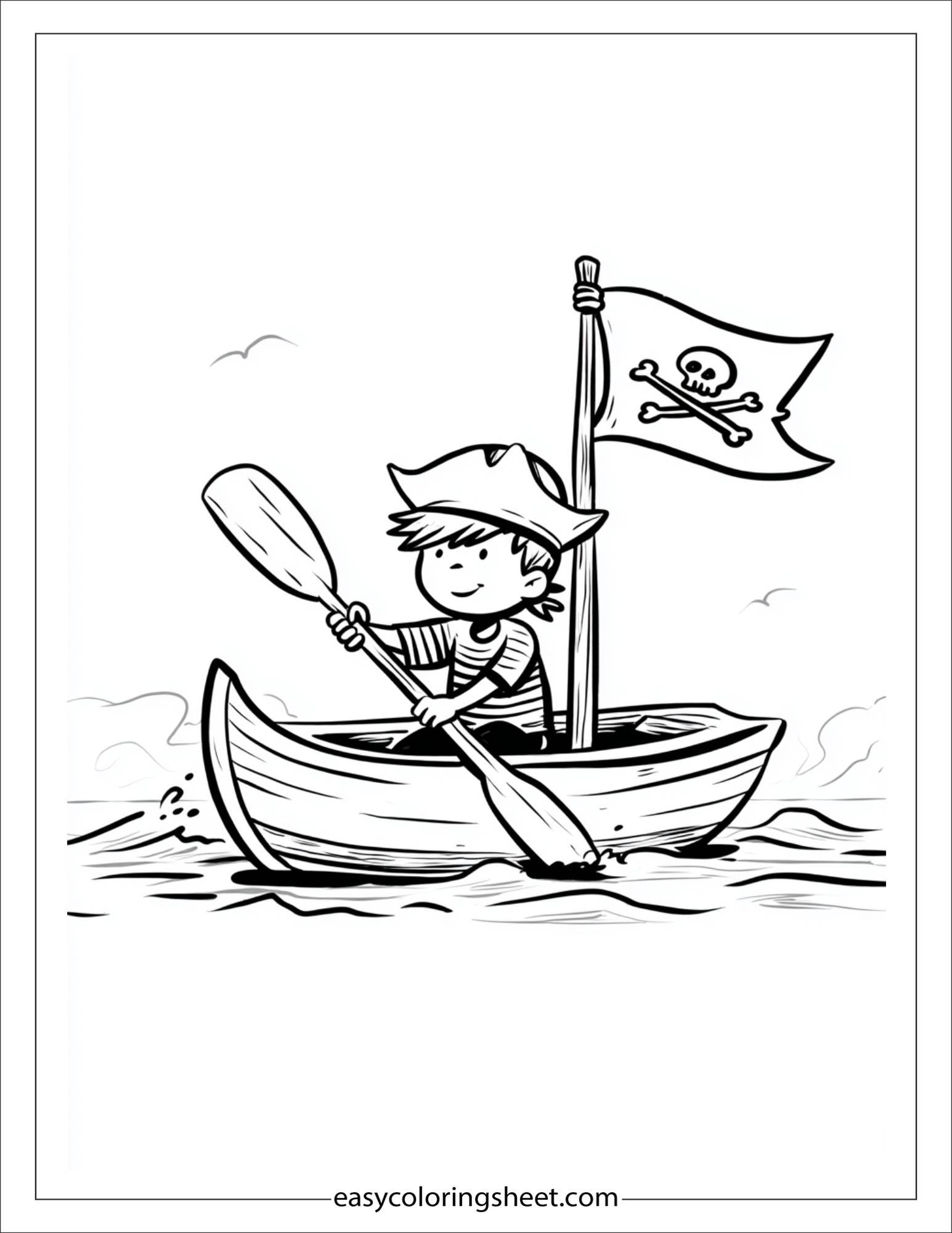 pirate rowing a boat