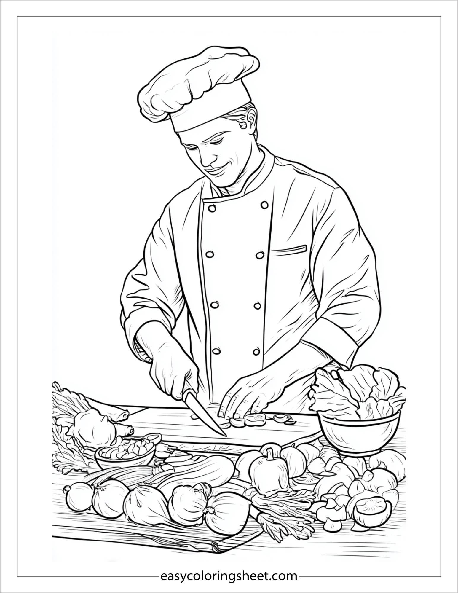 playful chef chopping vegetables