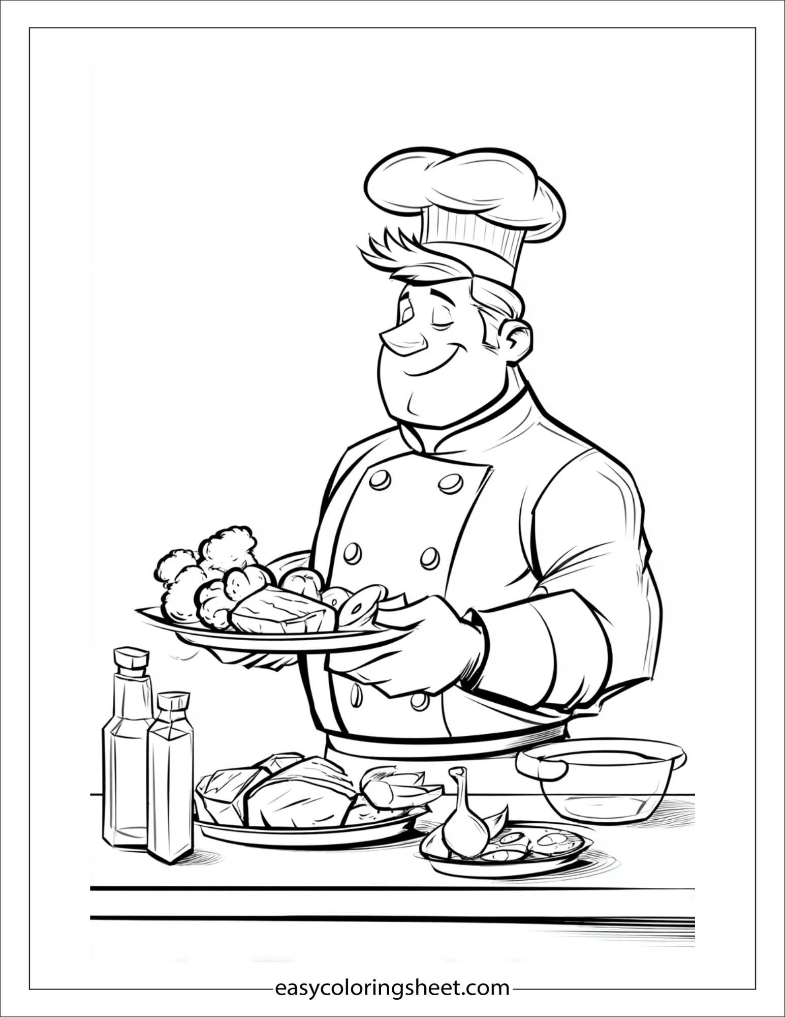 proud chef serving food