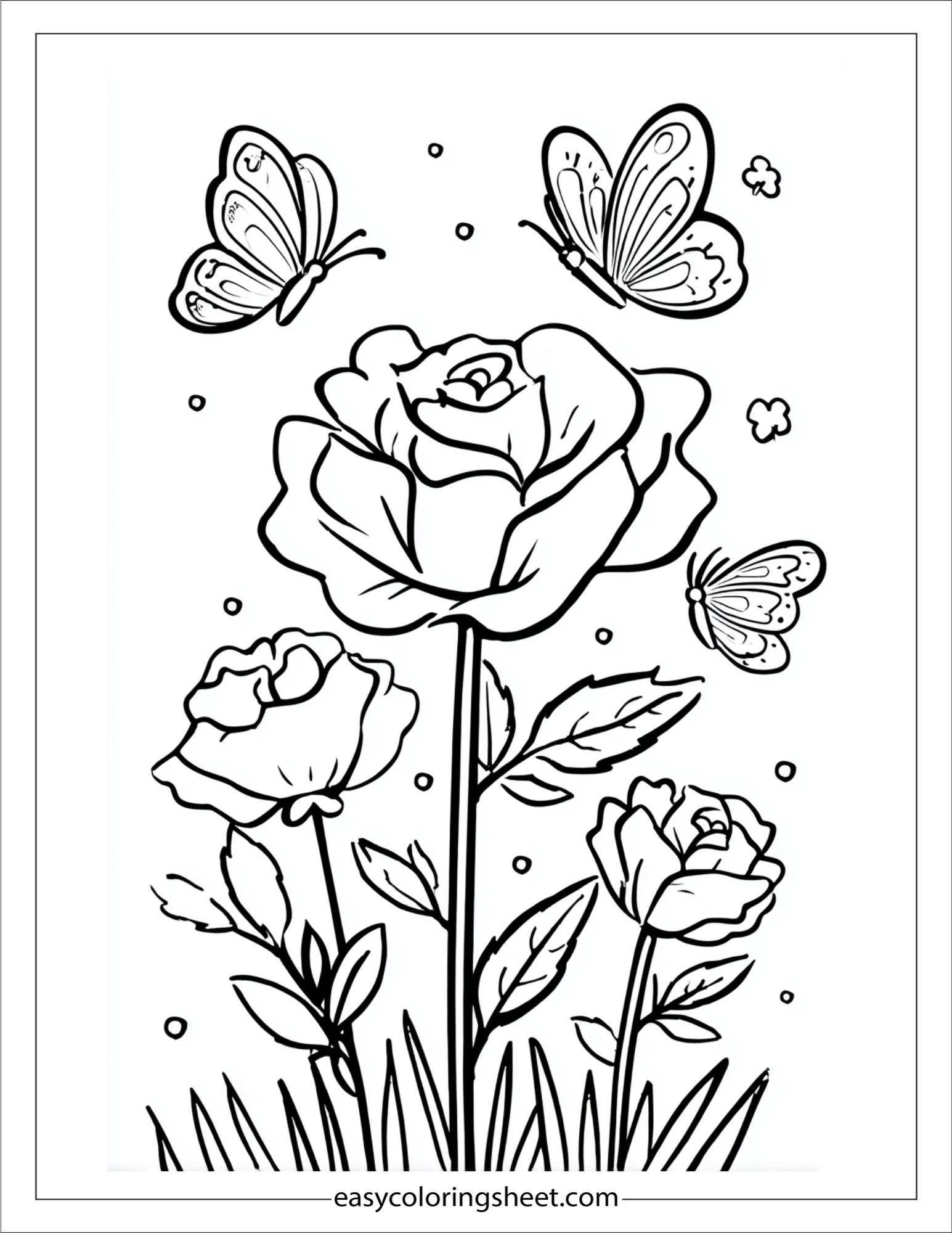 rose with butterflies