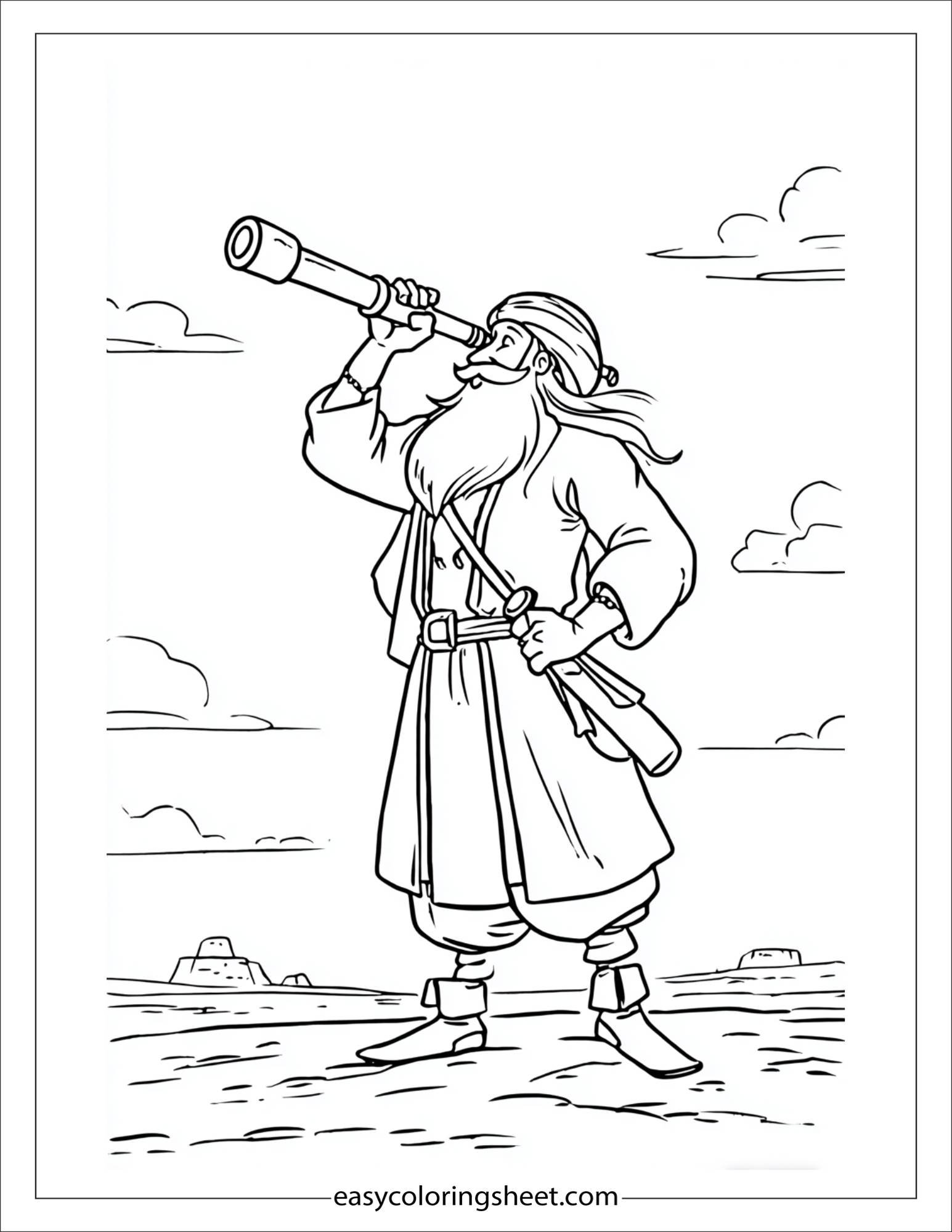 Sinbad the sailor raising telescope