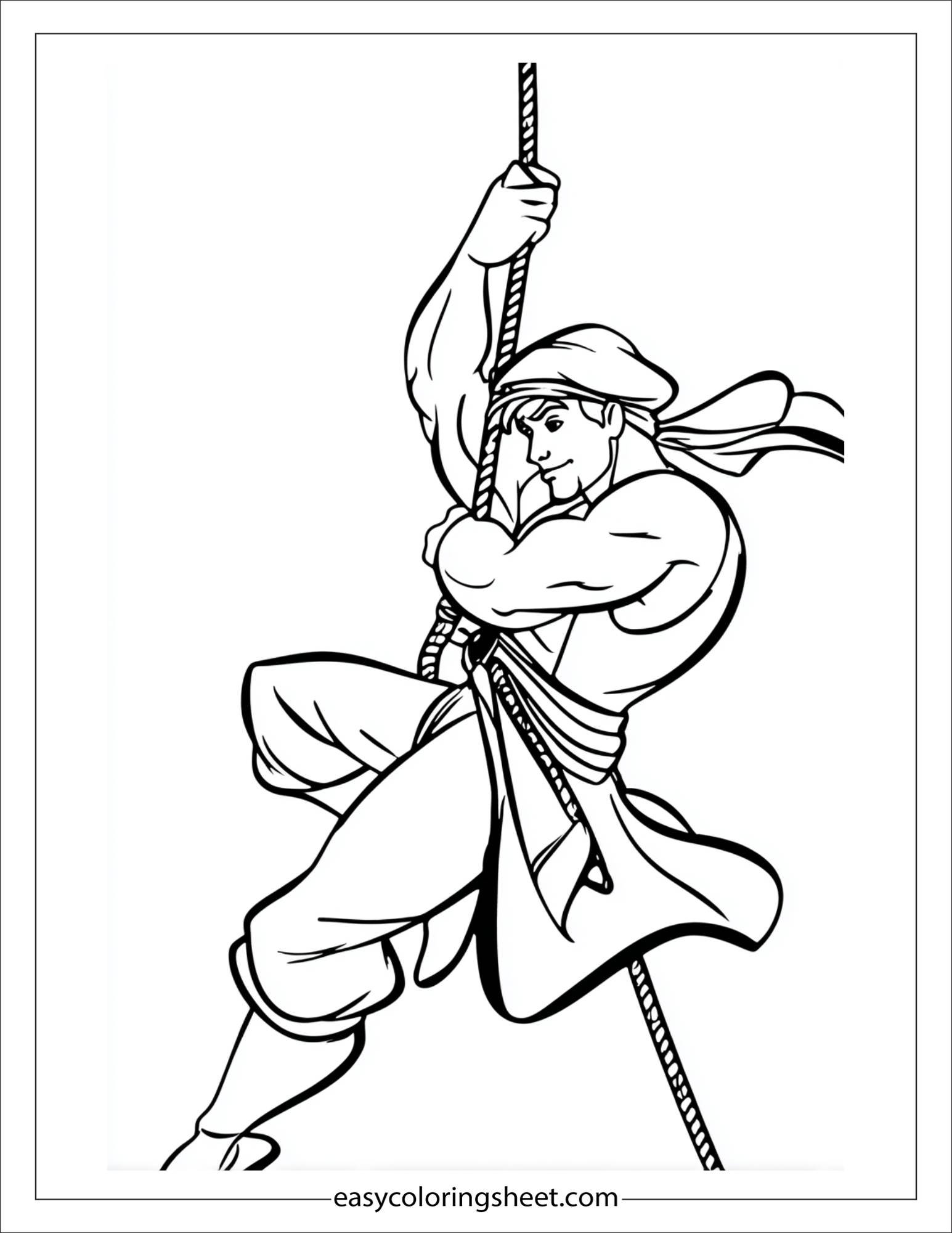 sinbad the sailor swinging from rope