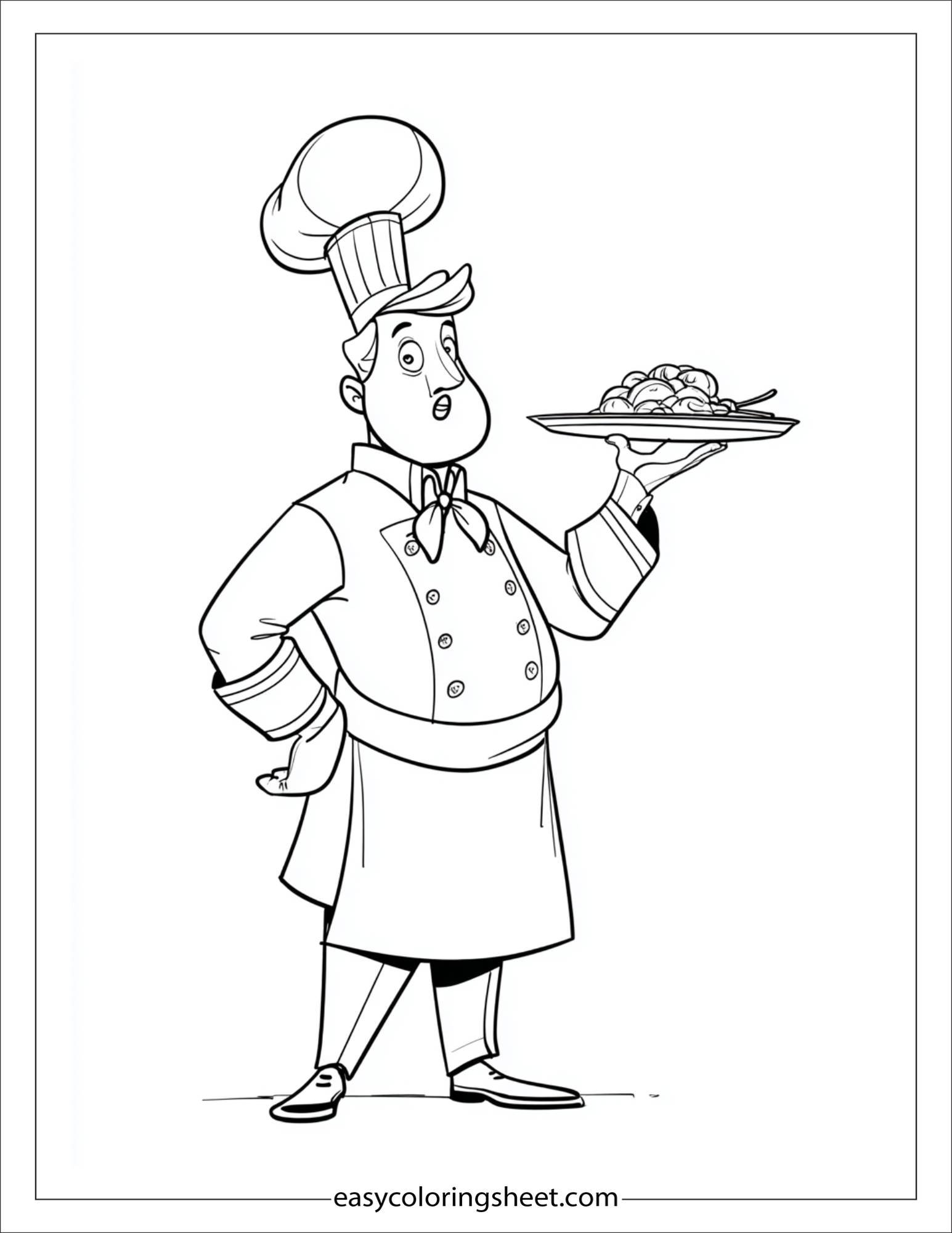 surprised chef carrying a tray