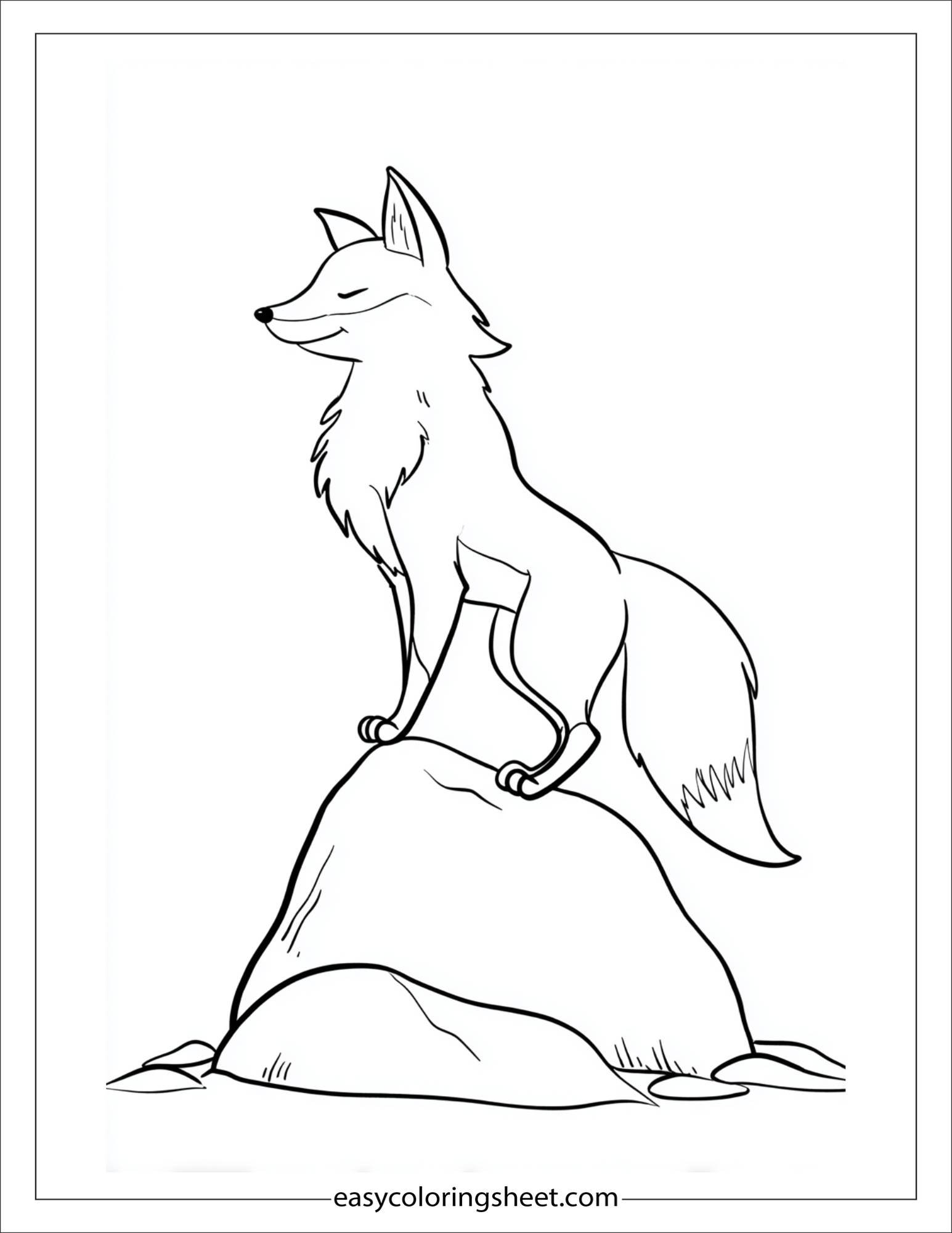 the clever fox balancing on rock