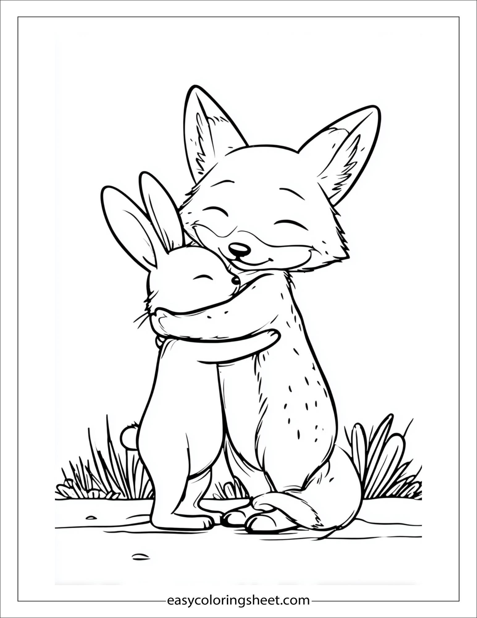 the clever fox hugging bunny