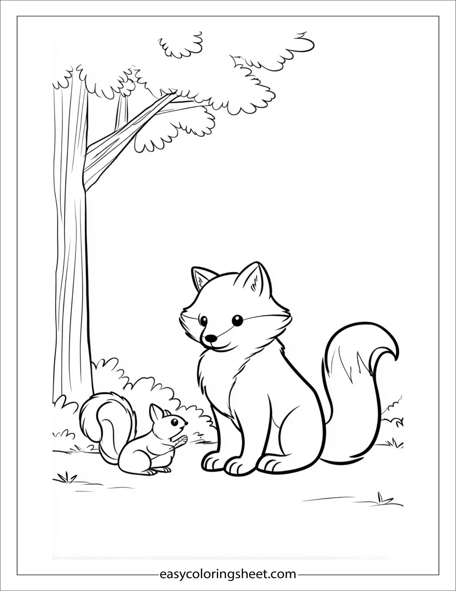 the clever fox playing with squirrel