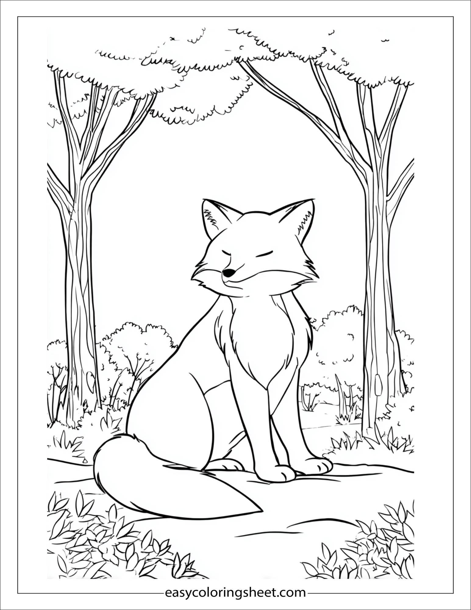 the clever fox sitting calmly