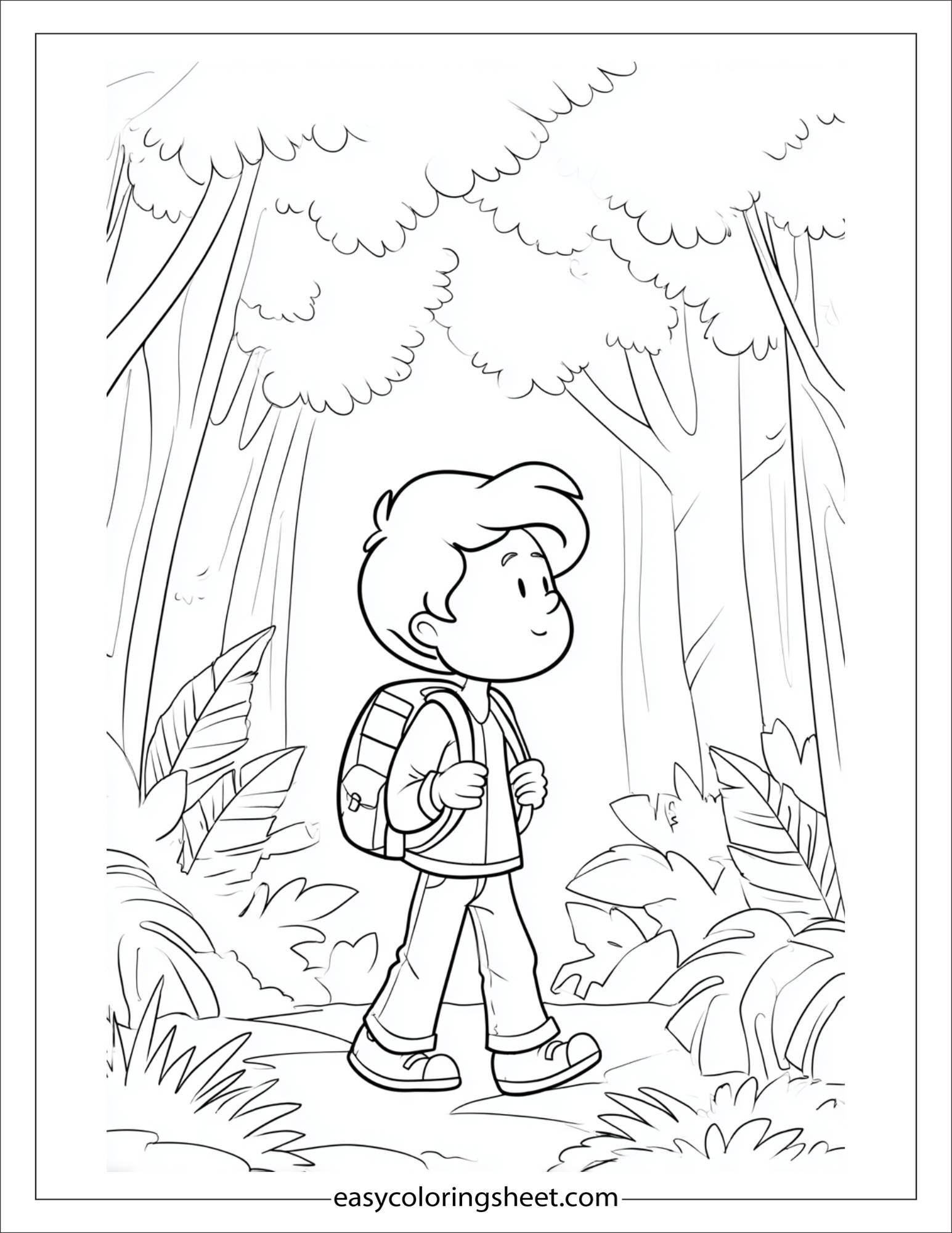 the explorer hiking in jungle