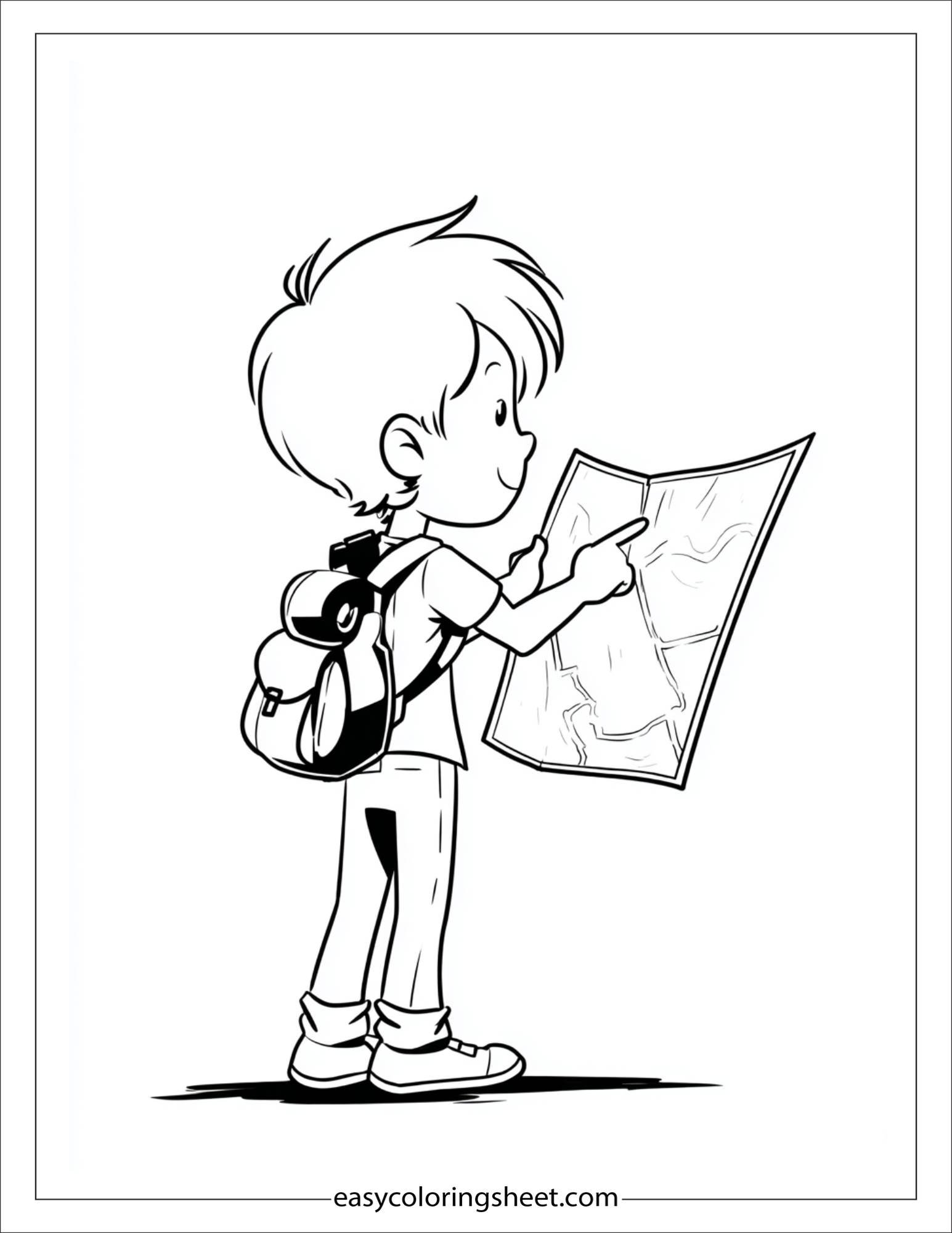 the explorer pointing at map