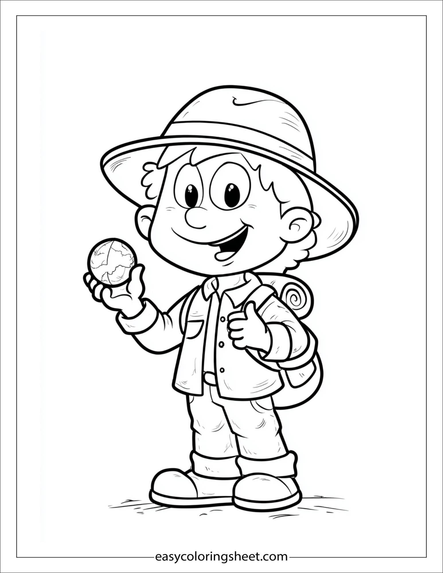 the explorer smiling with compass