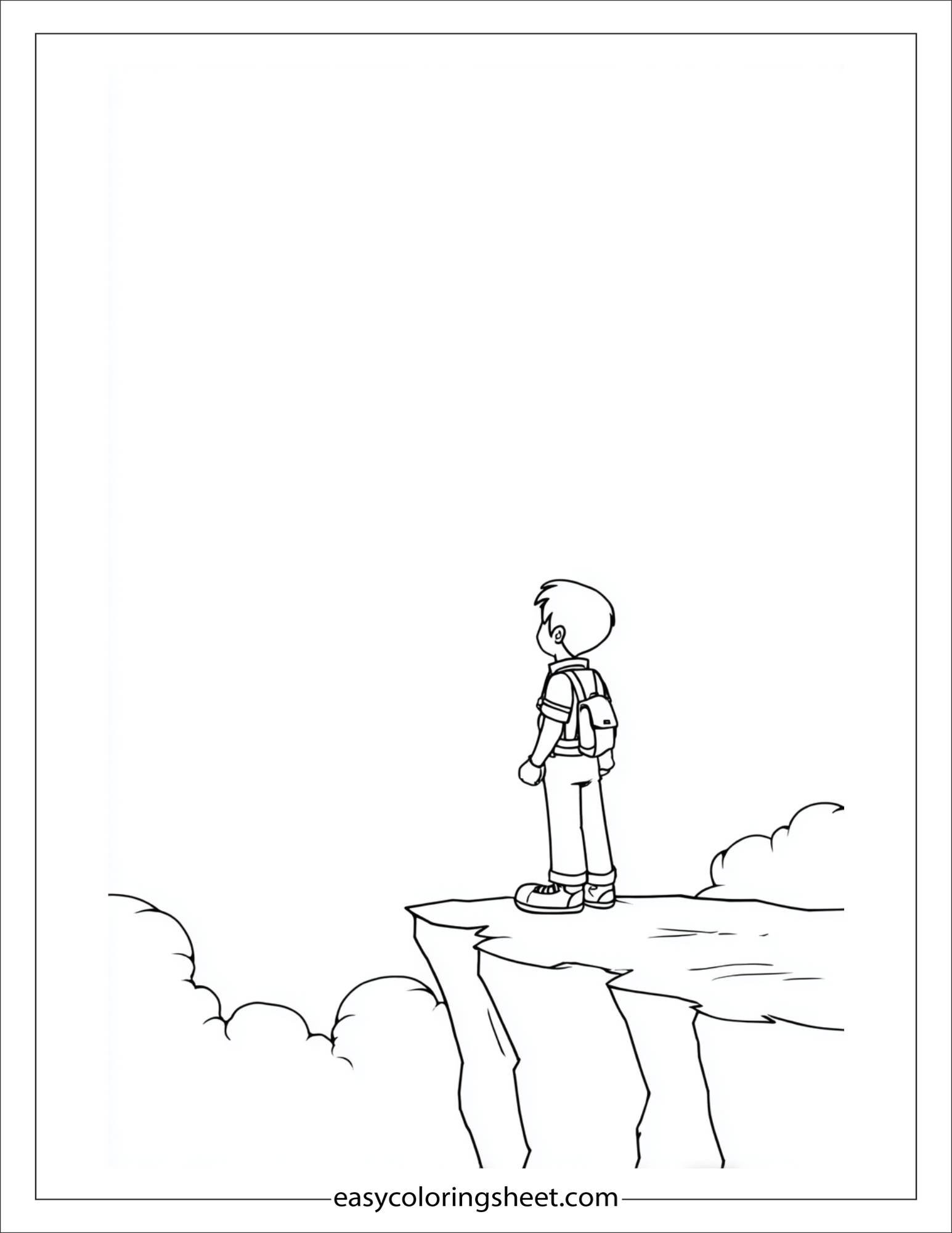 the explorer standing on cliff