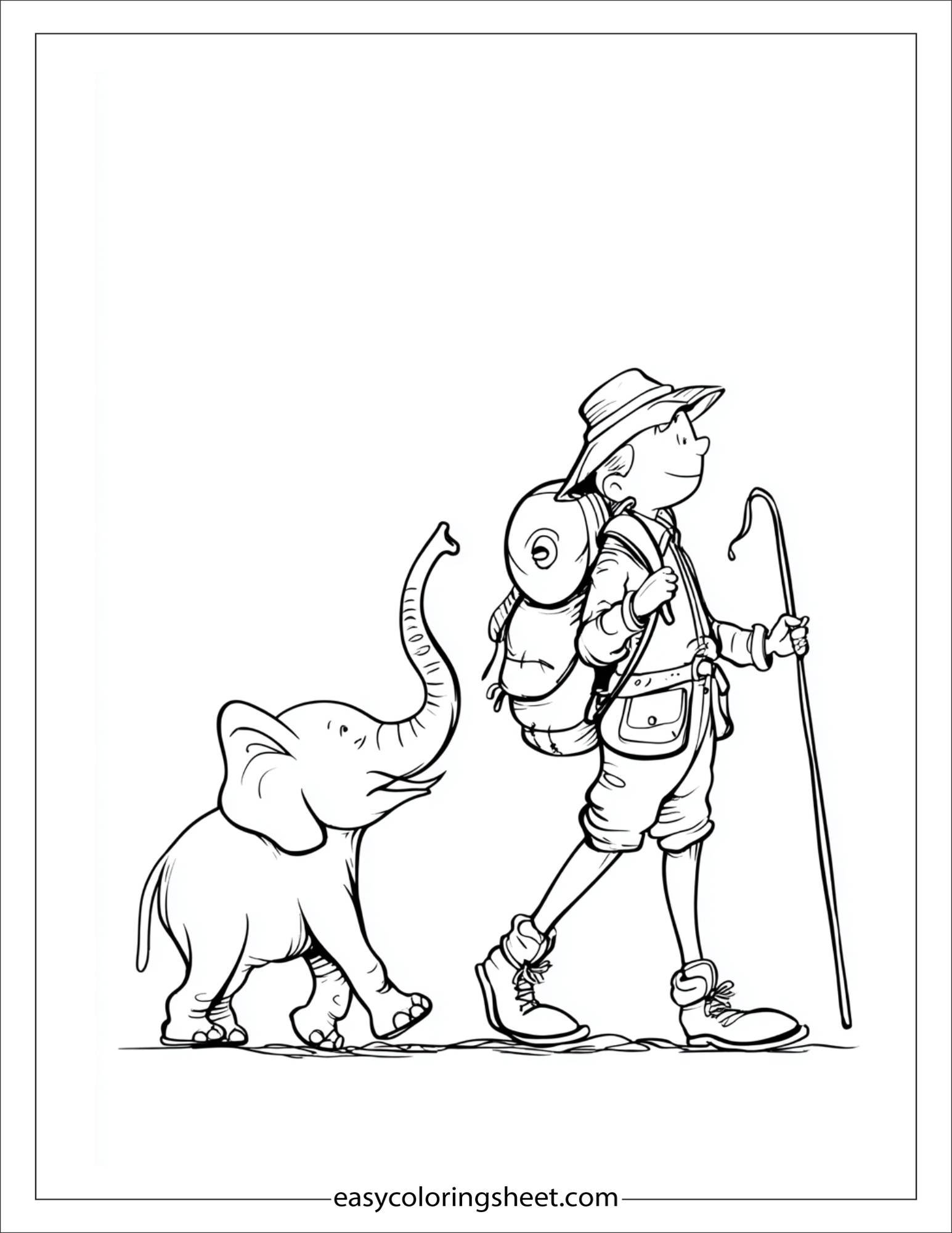 the explorer tiptoeing past animal