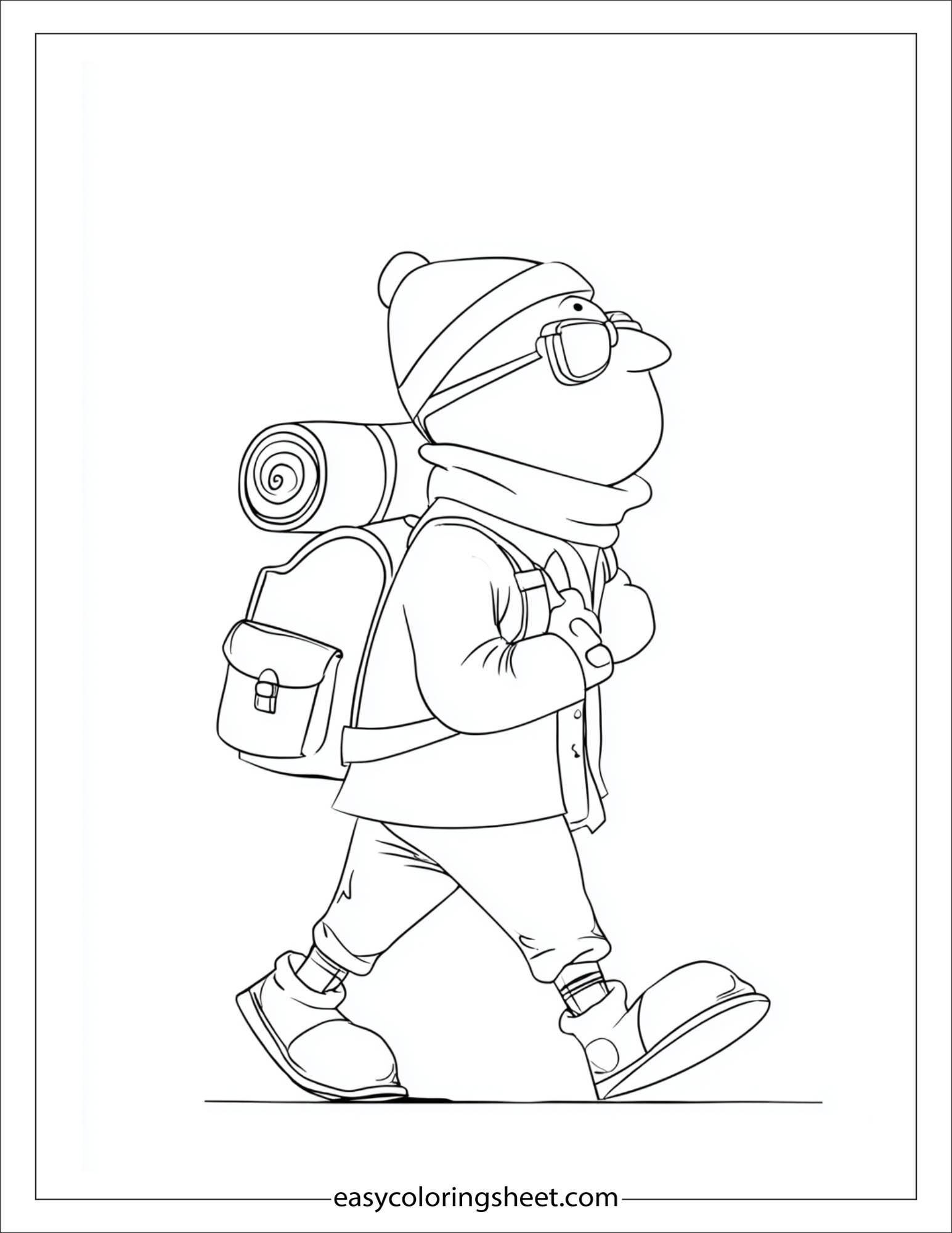 the explorer walking with backpack