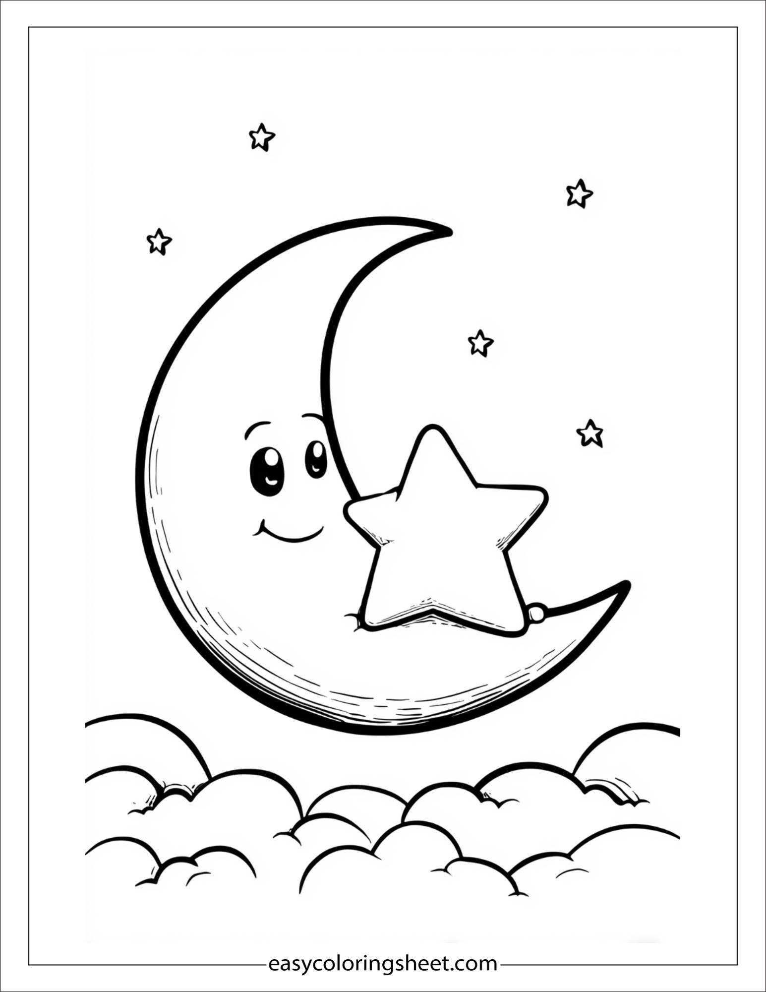 the star sitting on crescent moon