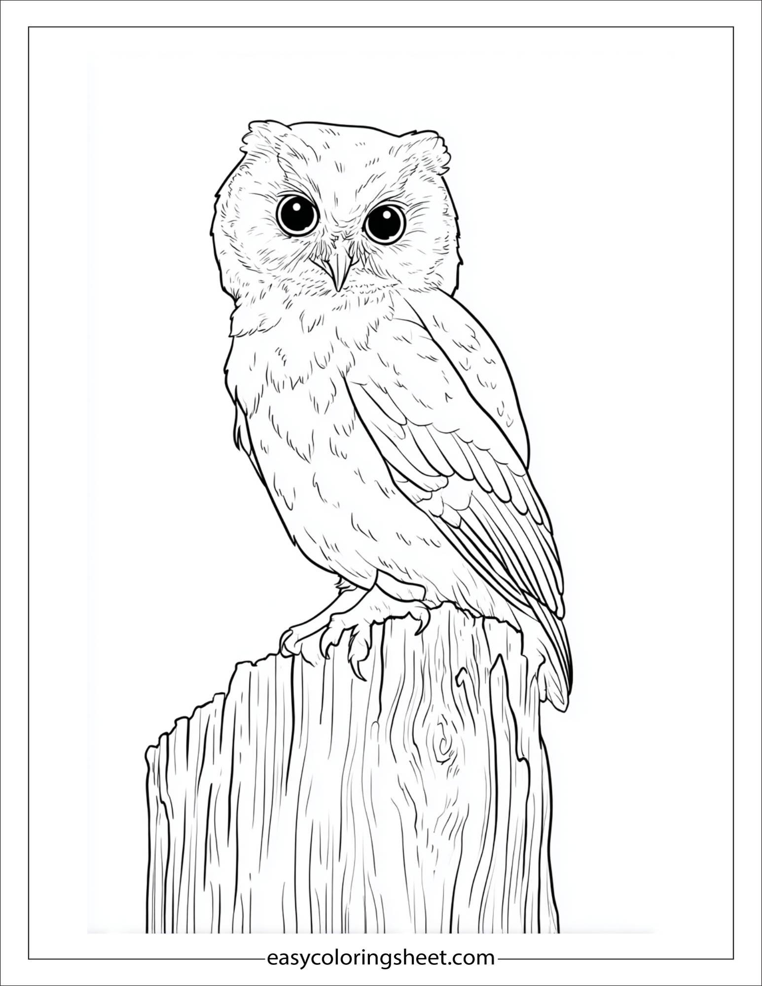 the wise owl balancing on tree stump