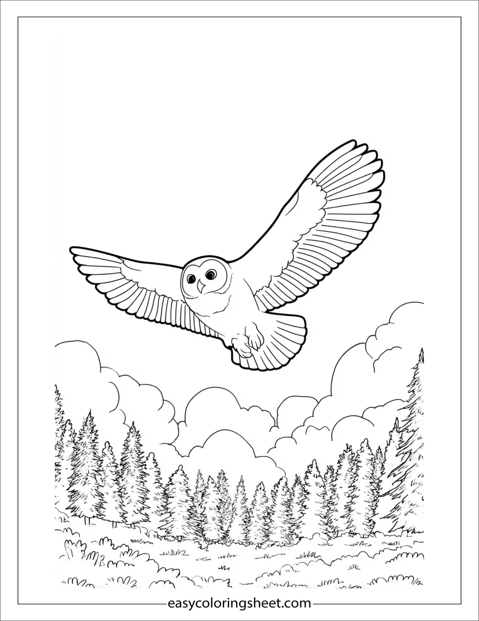 the wise owl flying over forest