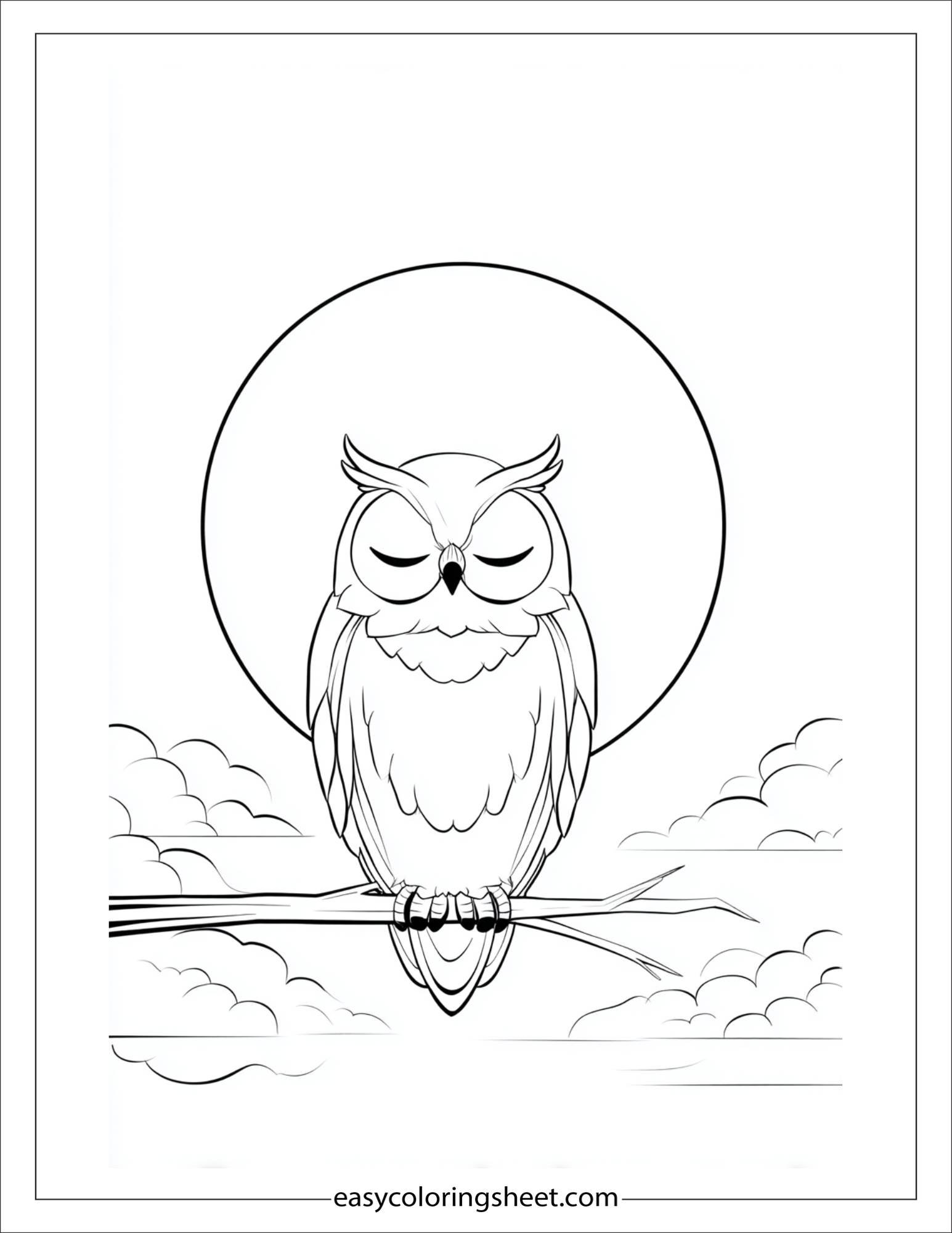 the wise owl gazing at moon