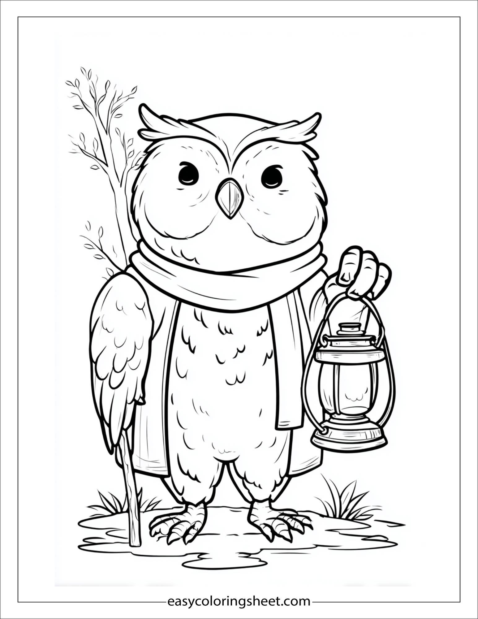 the wise owl holding lantern