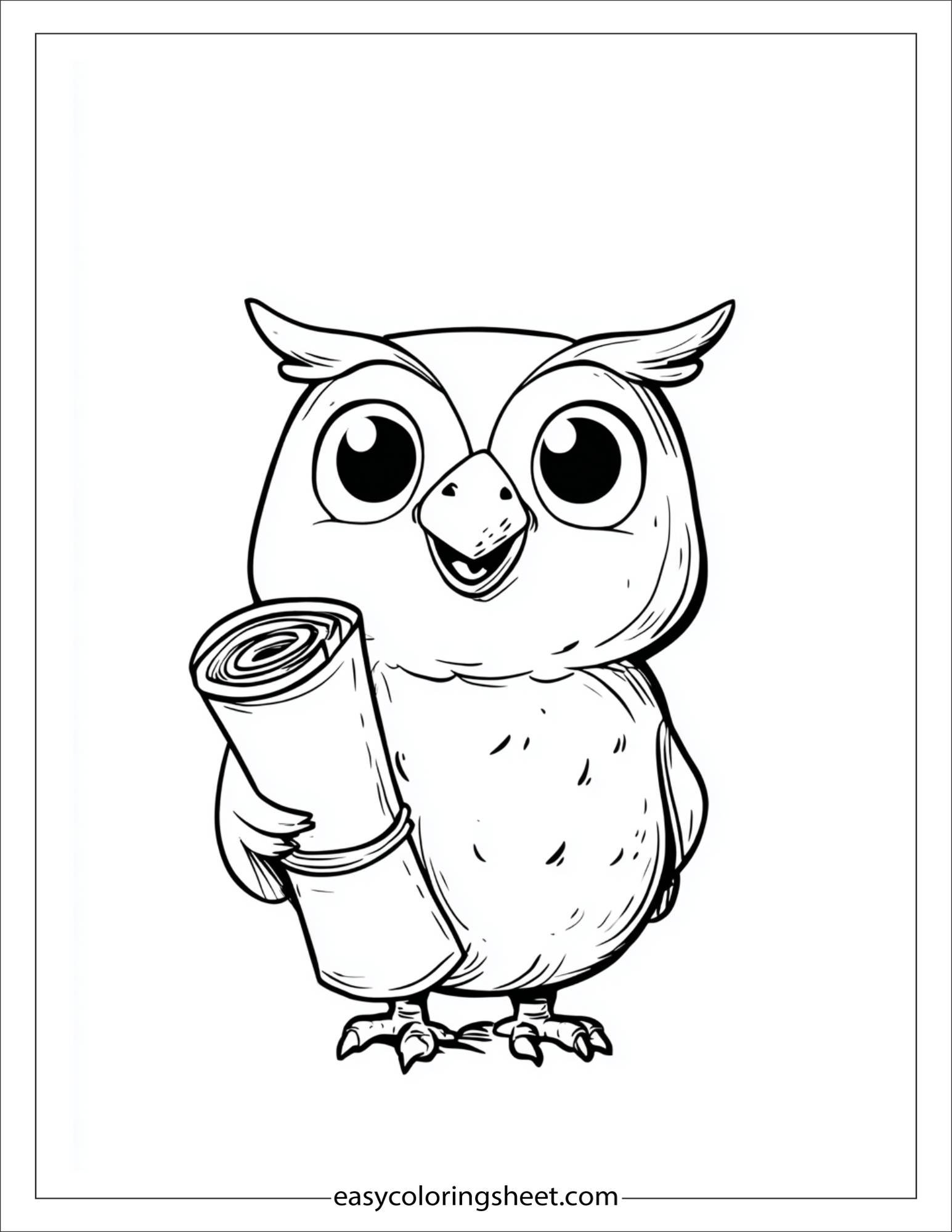 the wise owl holding scroll