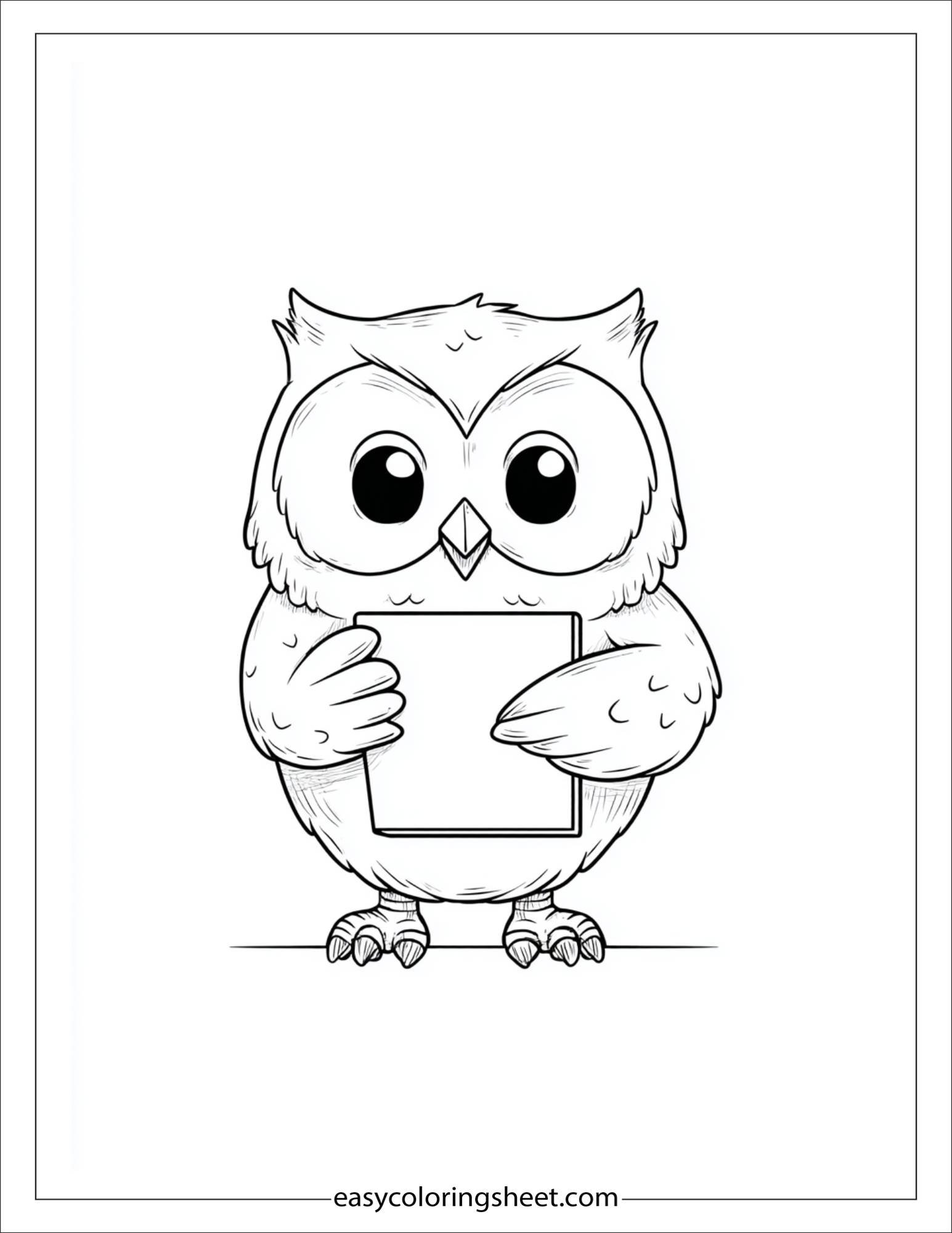 the wise owl holding tiny chalkboard