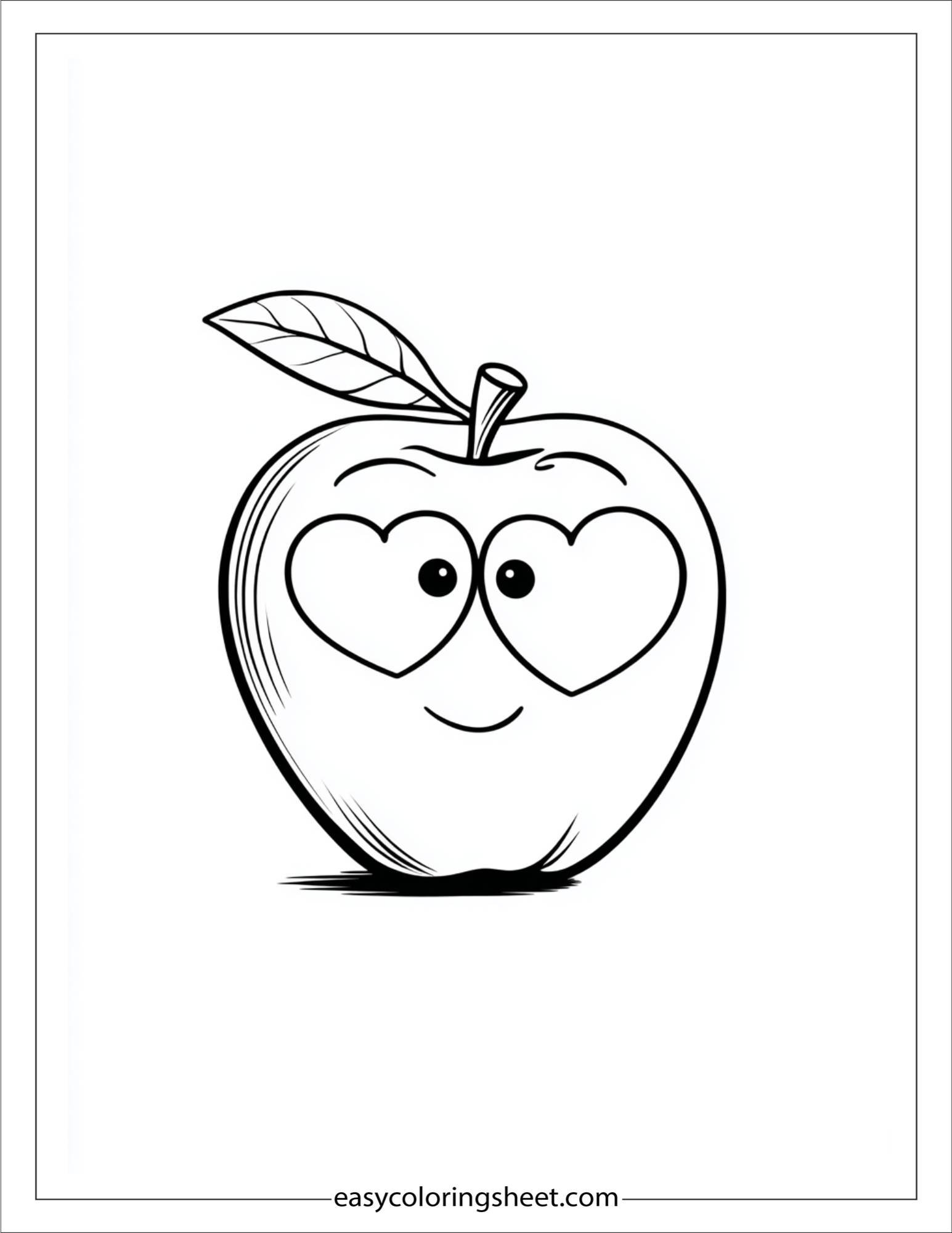 Apple with heart eyes