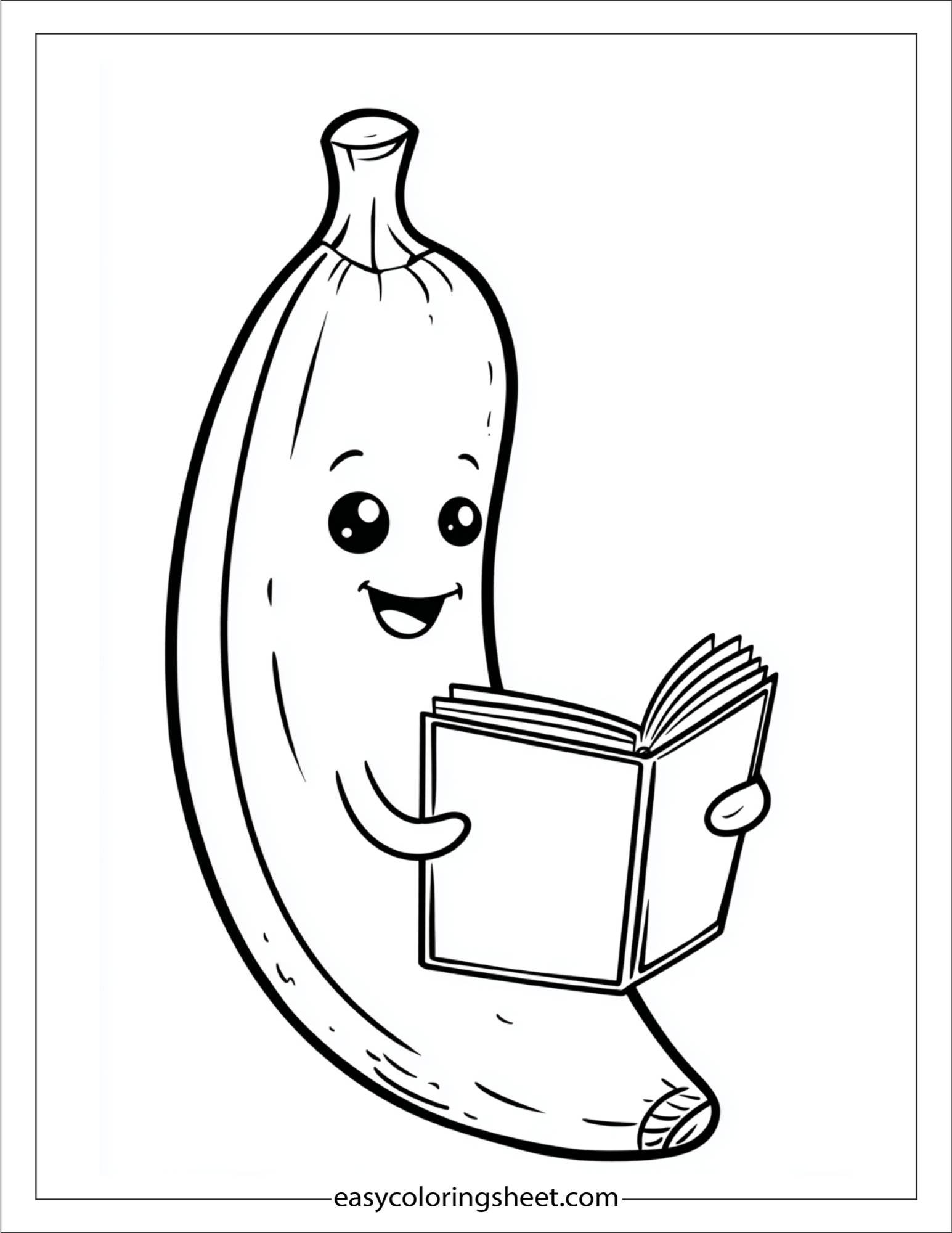 Banana reading a book