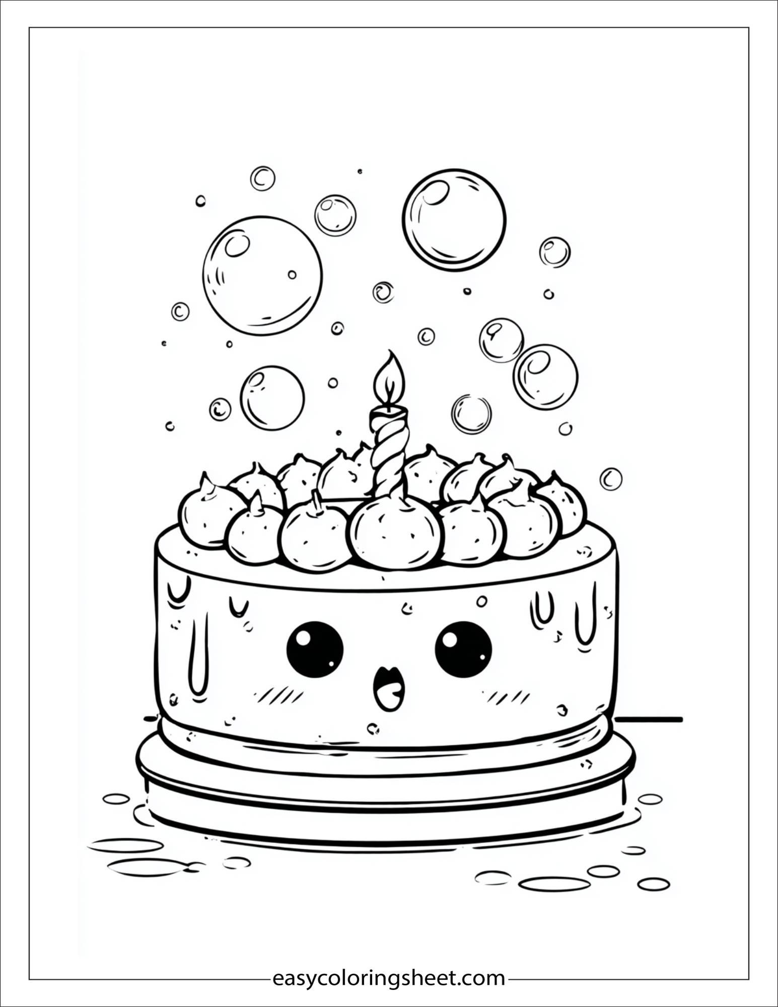 Cake blowing bubbles